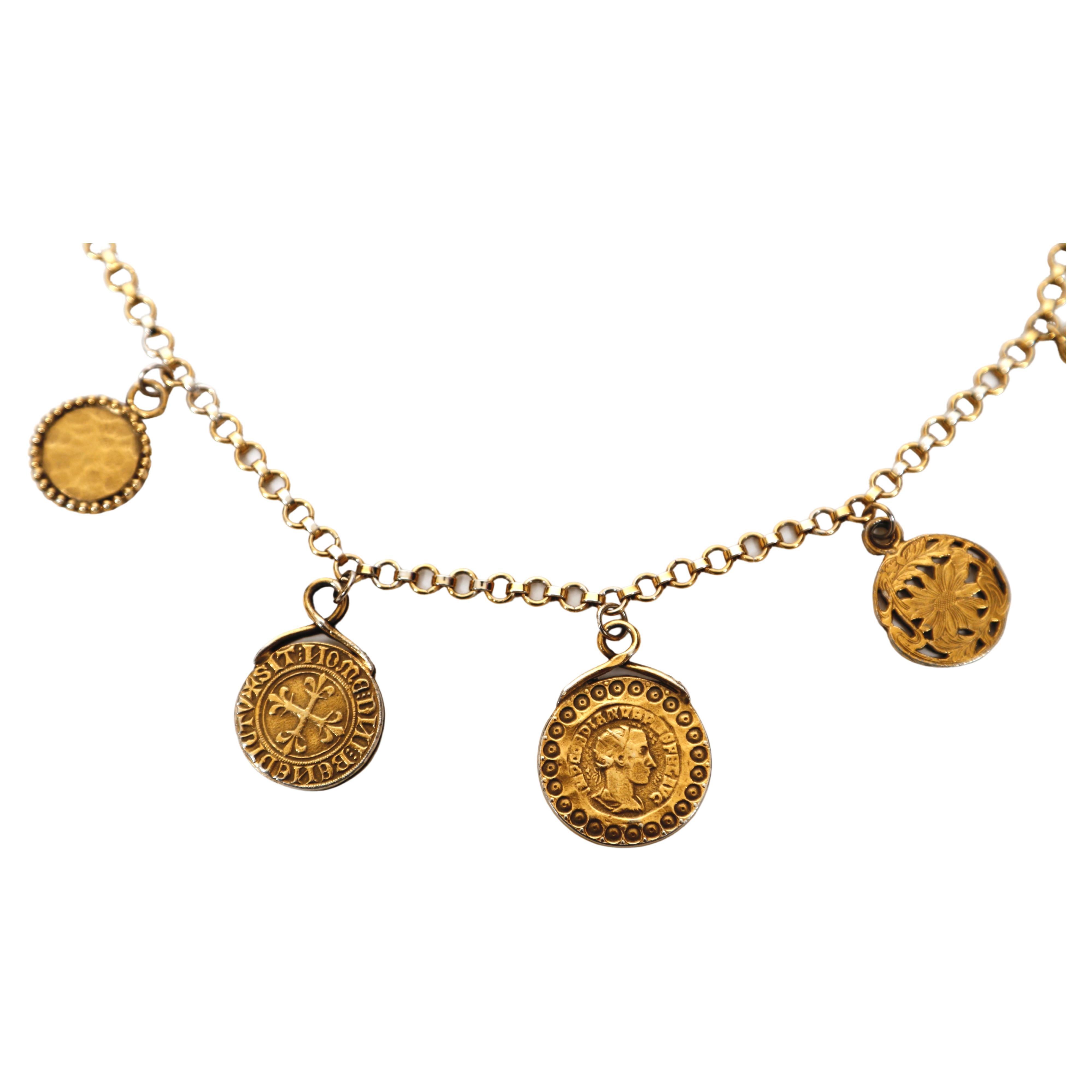 1977 YVES SAINT LAURENT Roman coin necklace In Excellent Condition In San Fransisco, CA