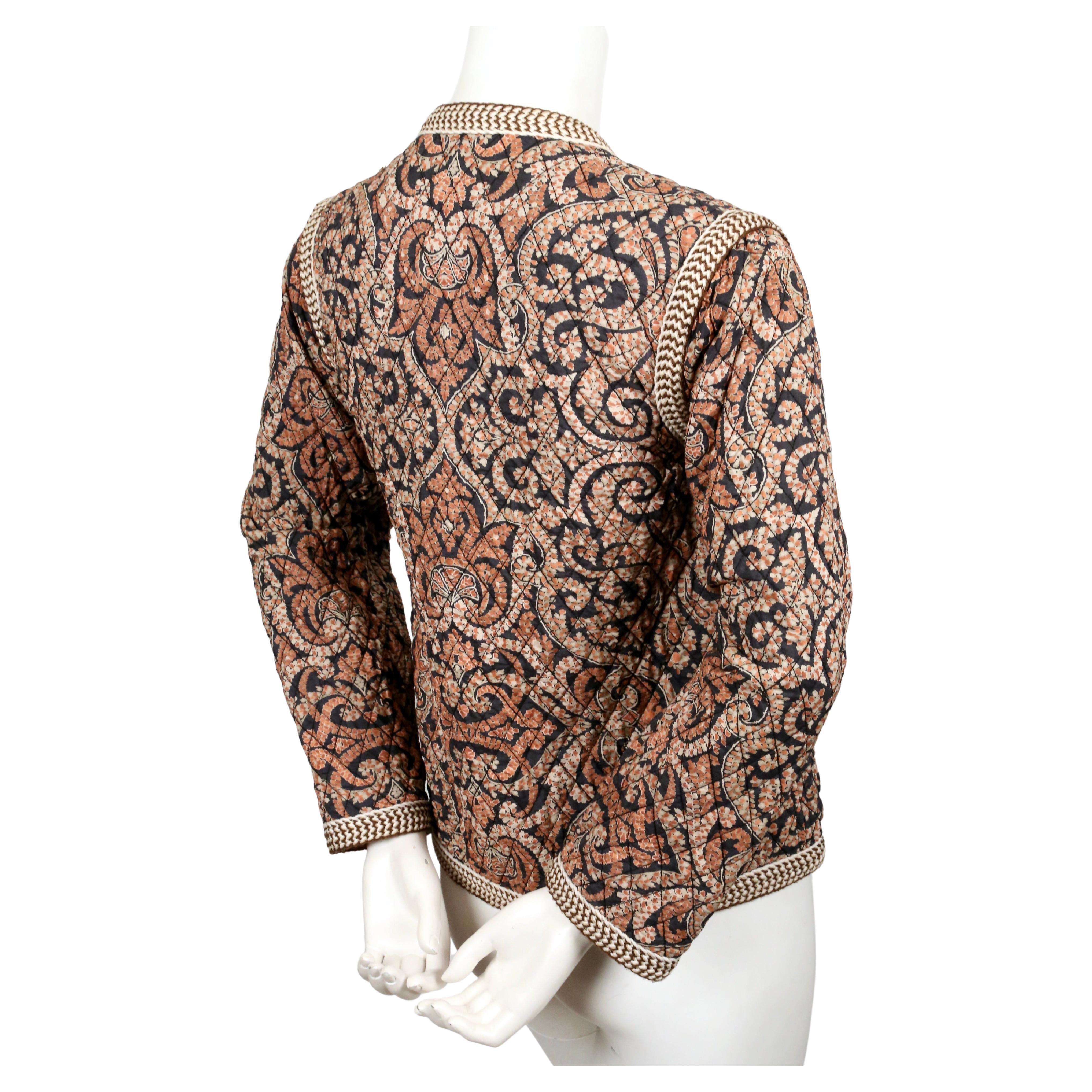1977 YVES SAINT LAURENT silk Batik printed quilted RUNWAY jacket In Good Condition For Sale In San Fransisco, CA