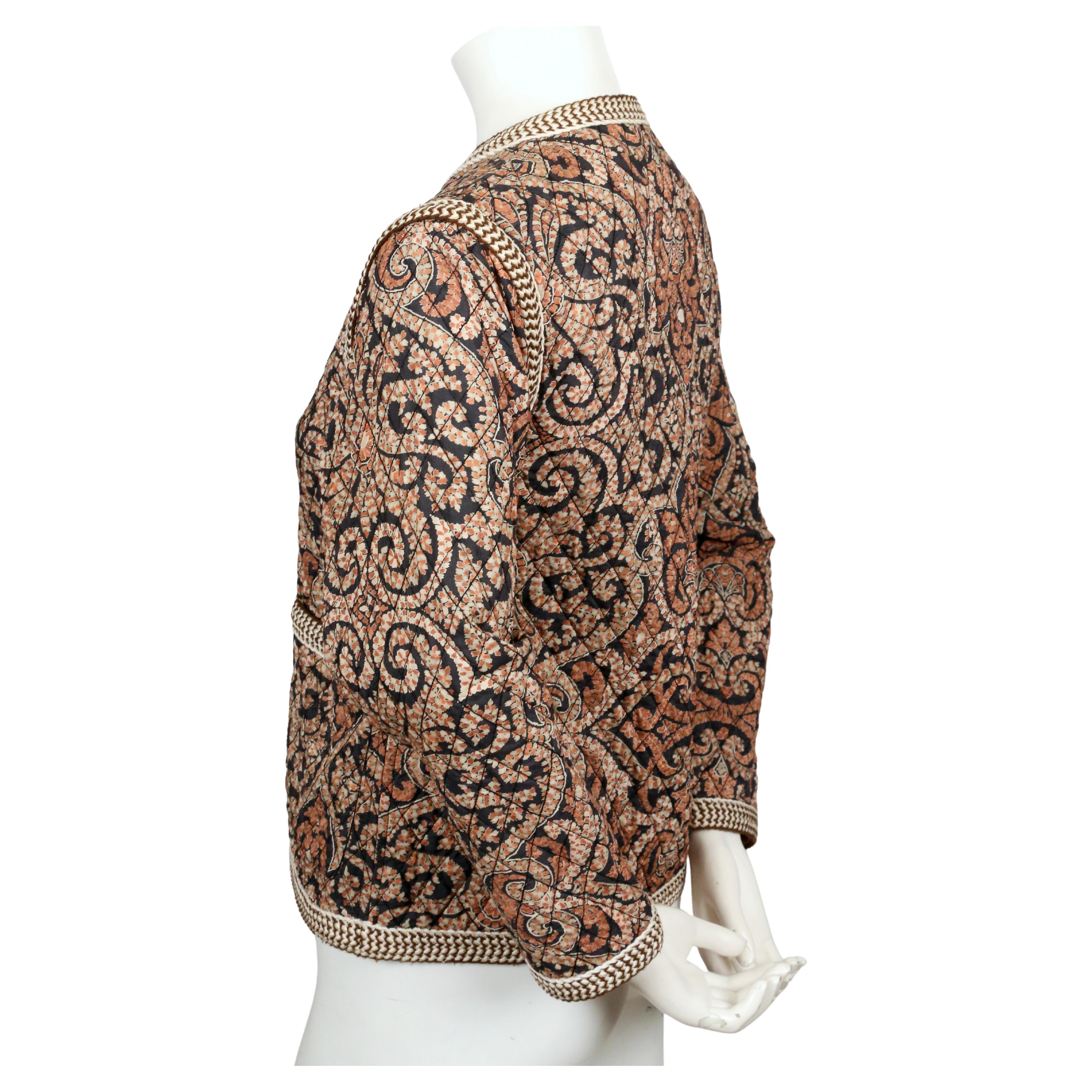 Women's or Men's 1977 YVES SAINT LAURENT silk Batik printed quilted RUNWAY jacket For Sale