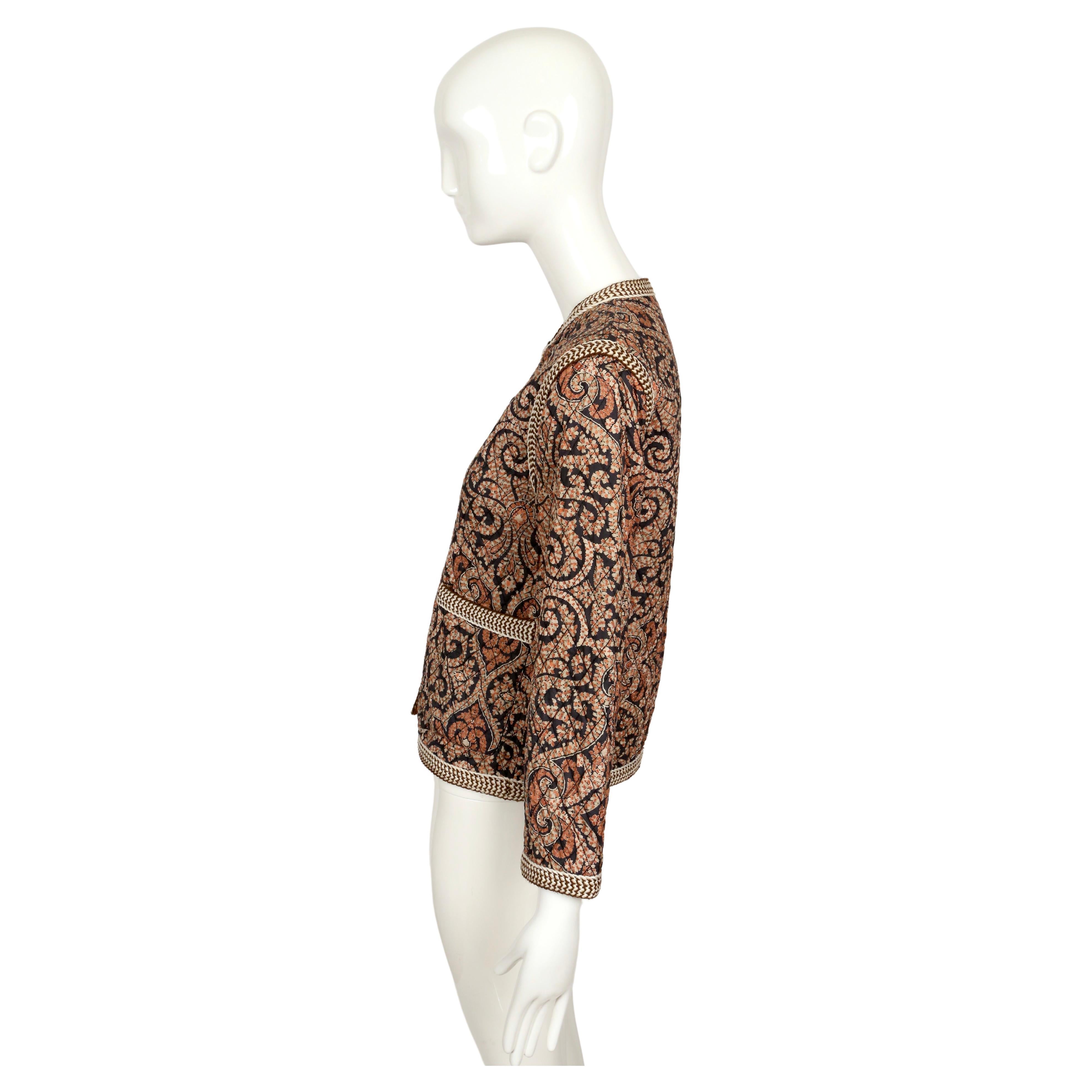 Women's or Men's 1977 YVES SAINT LAURENT silk Batik printed quilted RUNWAY jacket For Sale