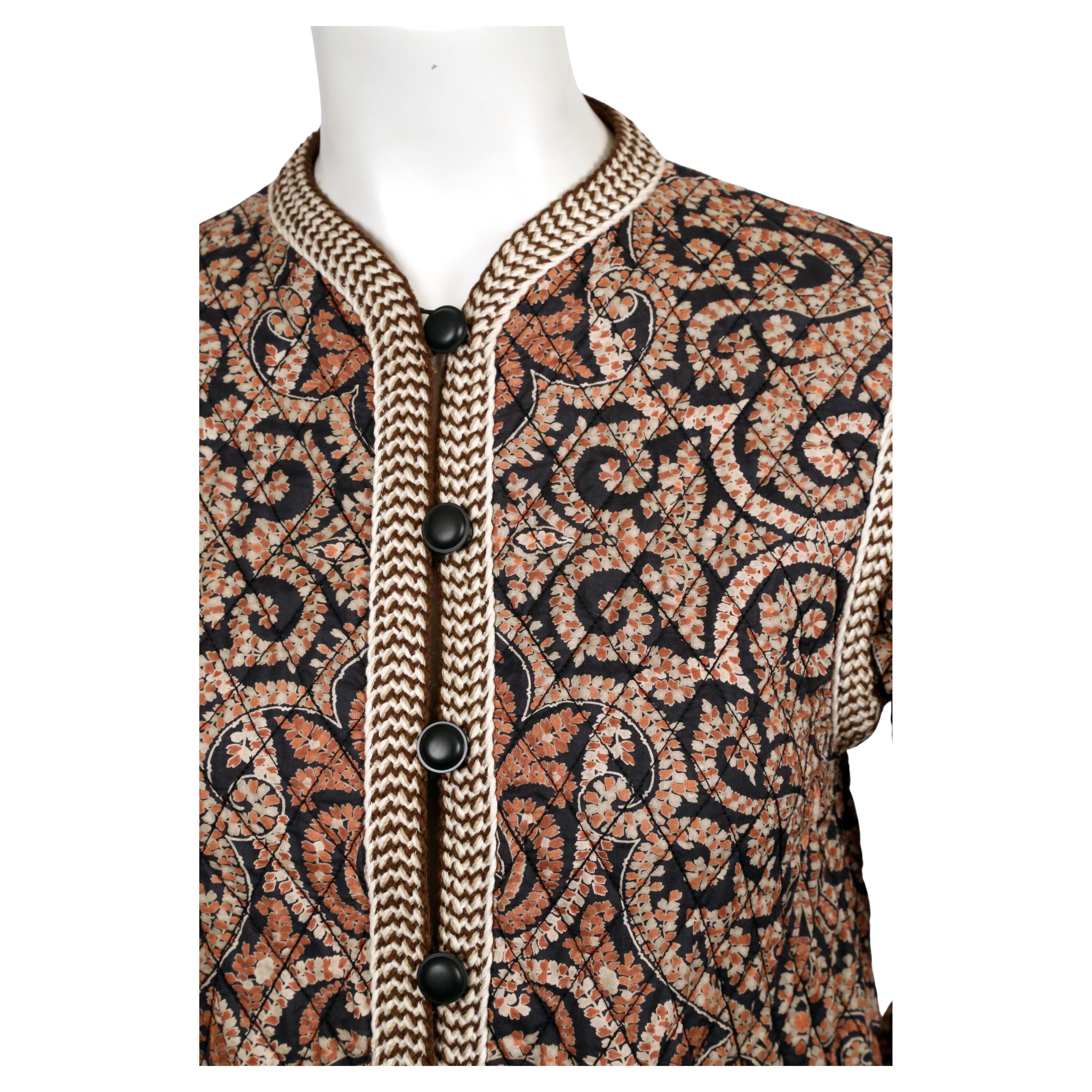 1977 YVES SAINT LAURENT silk Batik printed quilted RUNWAY jacket For Sale 2
