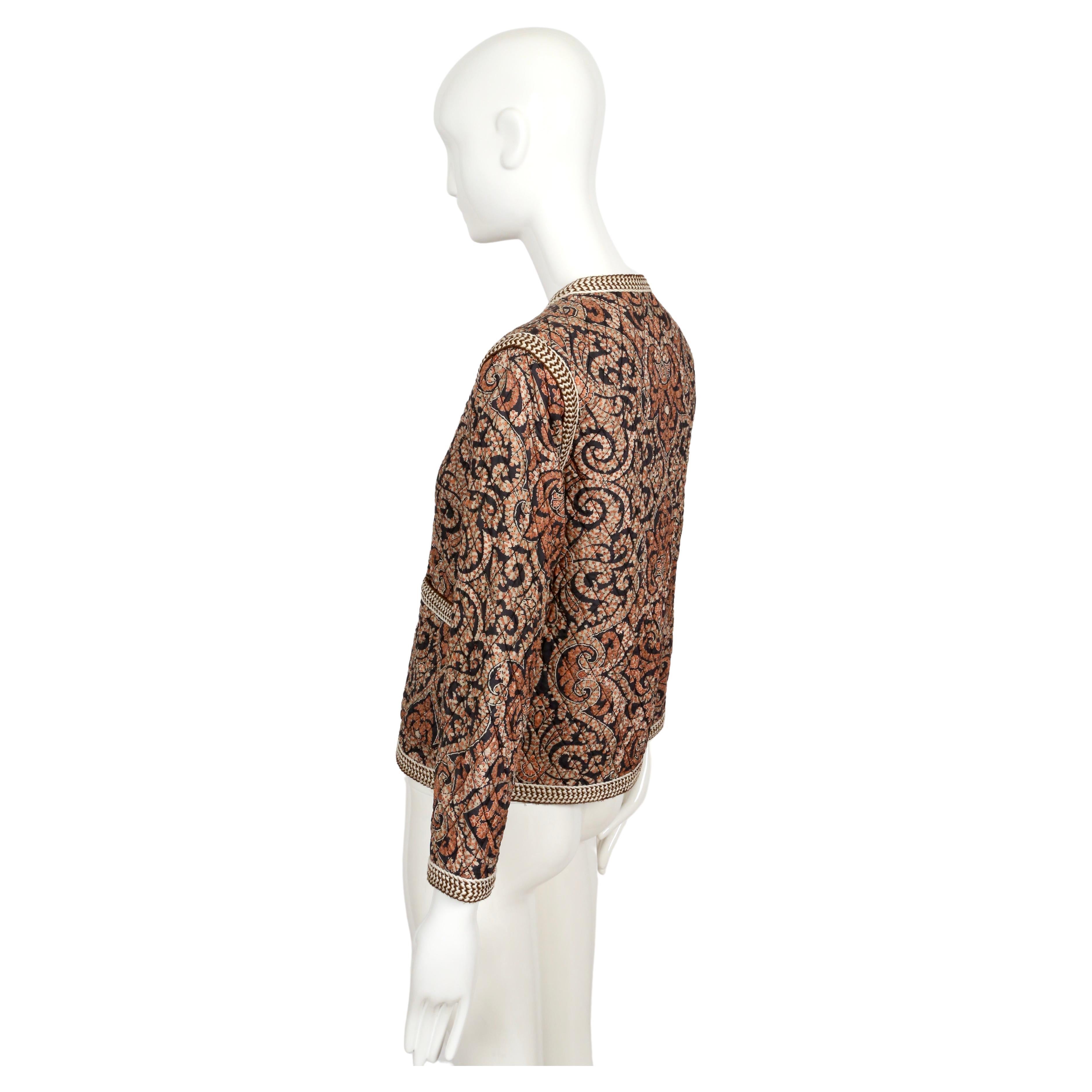 1977 YVES SAINT LAURENT silk Batik printed quilted RUNWAY jacket For Sale 1