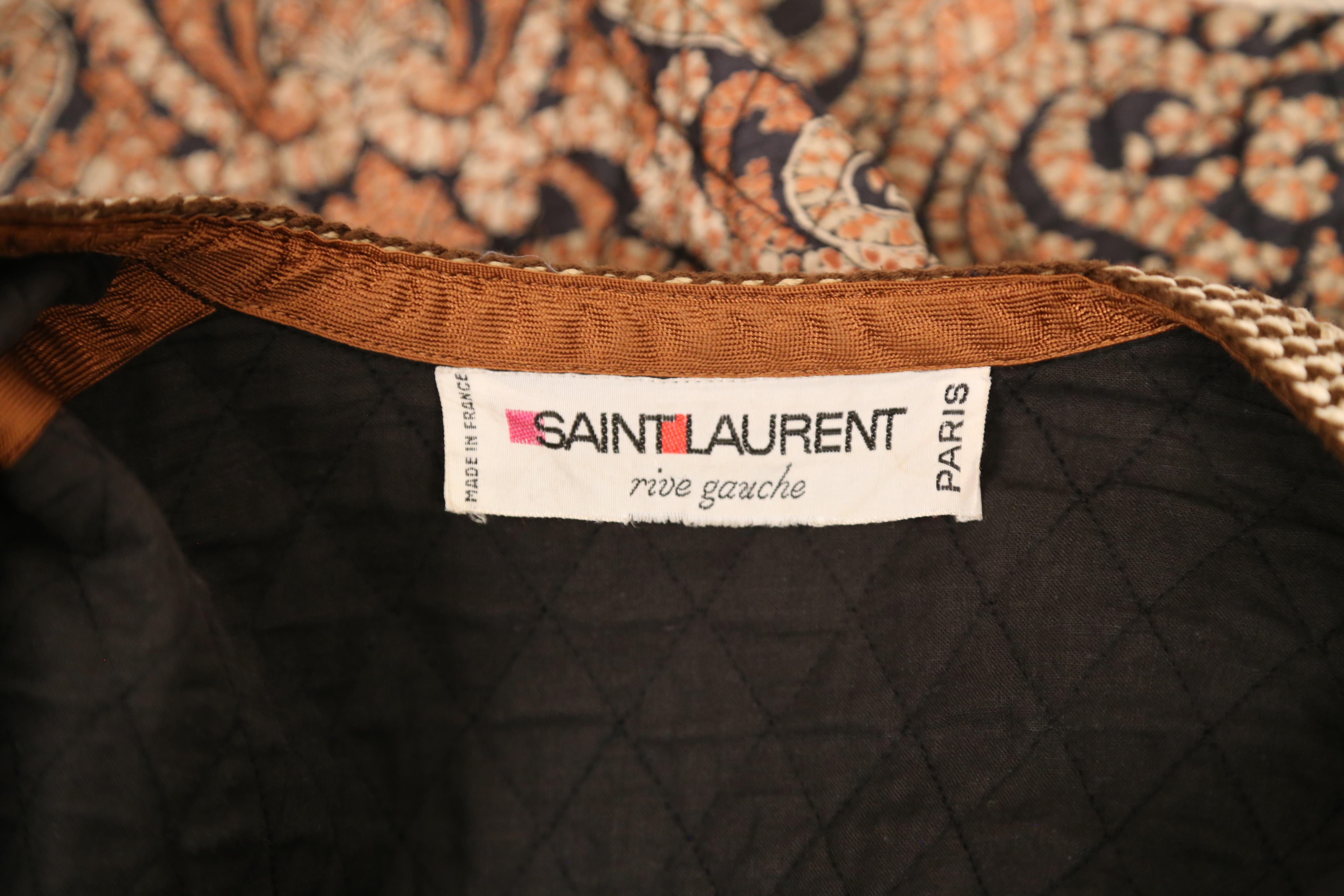 1977 YVES SAINT LAURENT silk Batik printed quilted RUNWAY jacket For Sale 3