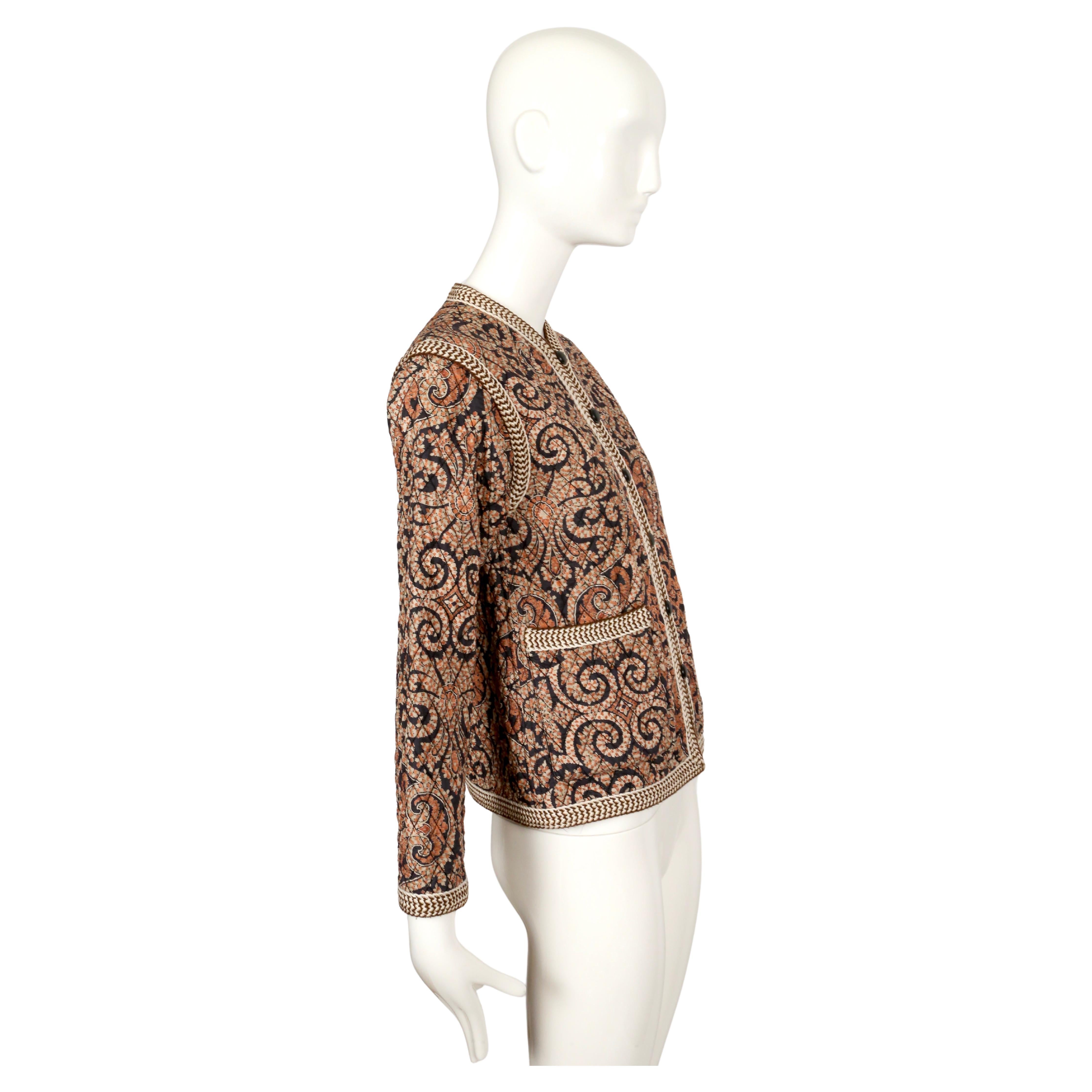 1977 YVES SAINT LAURENT silk Batik printed quilted RUNWAY jacket For Sale 2