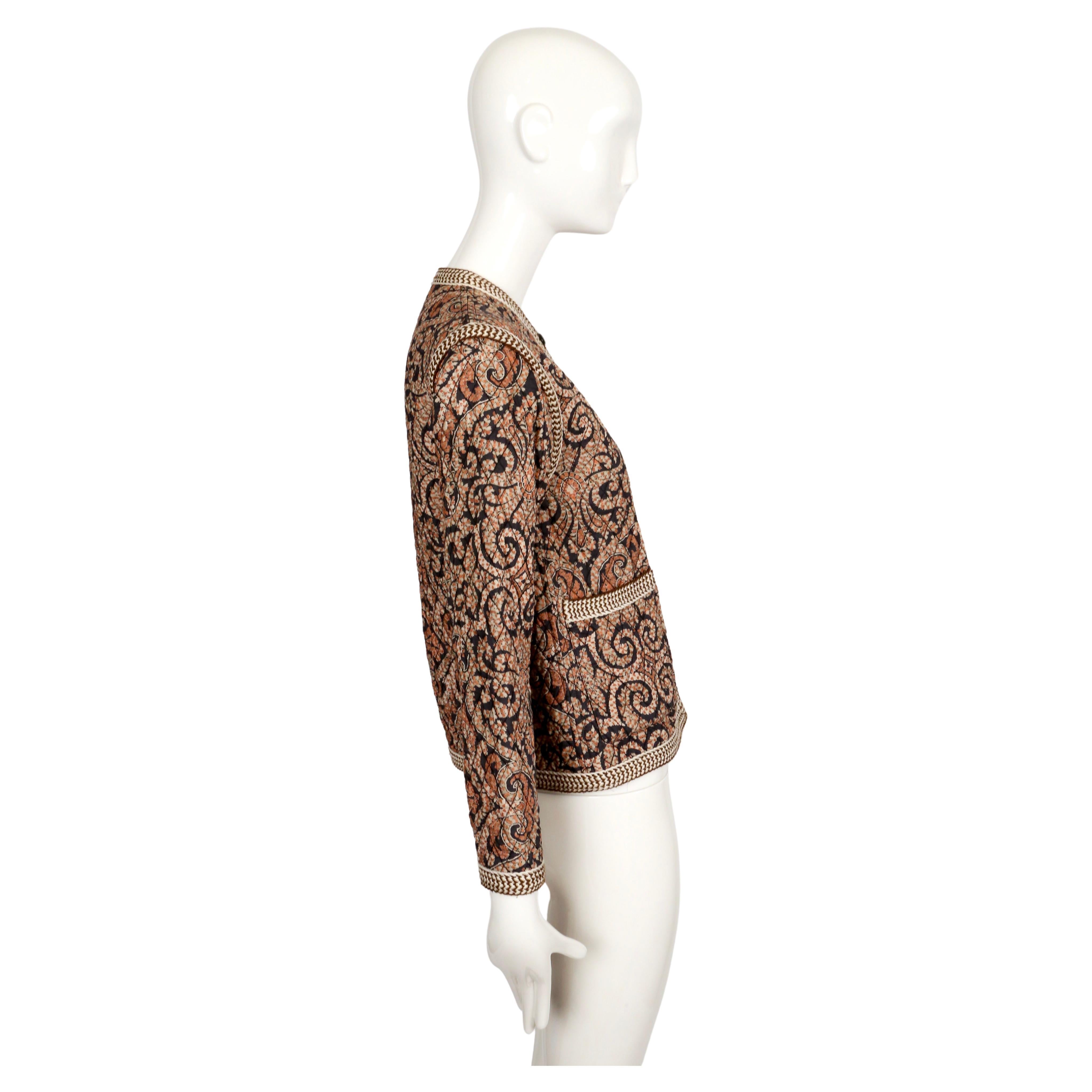 1977 YVES SAINT LAURENT silk Batik printed quilted RUNWAY jacket For Sale 3