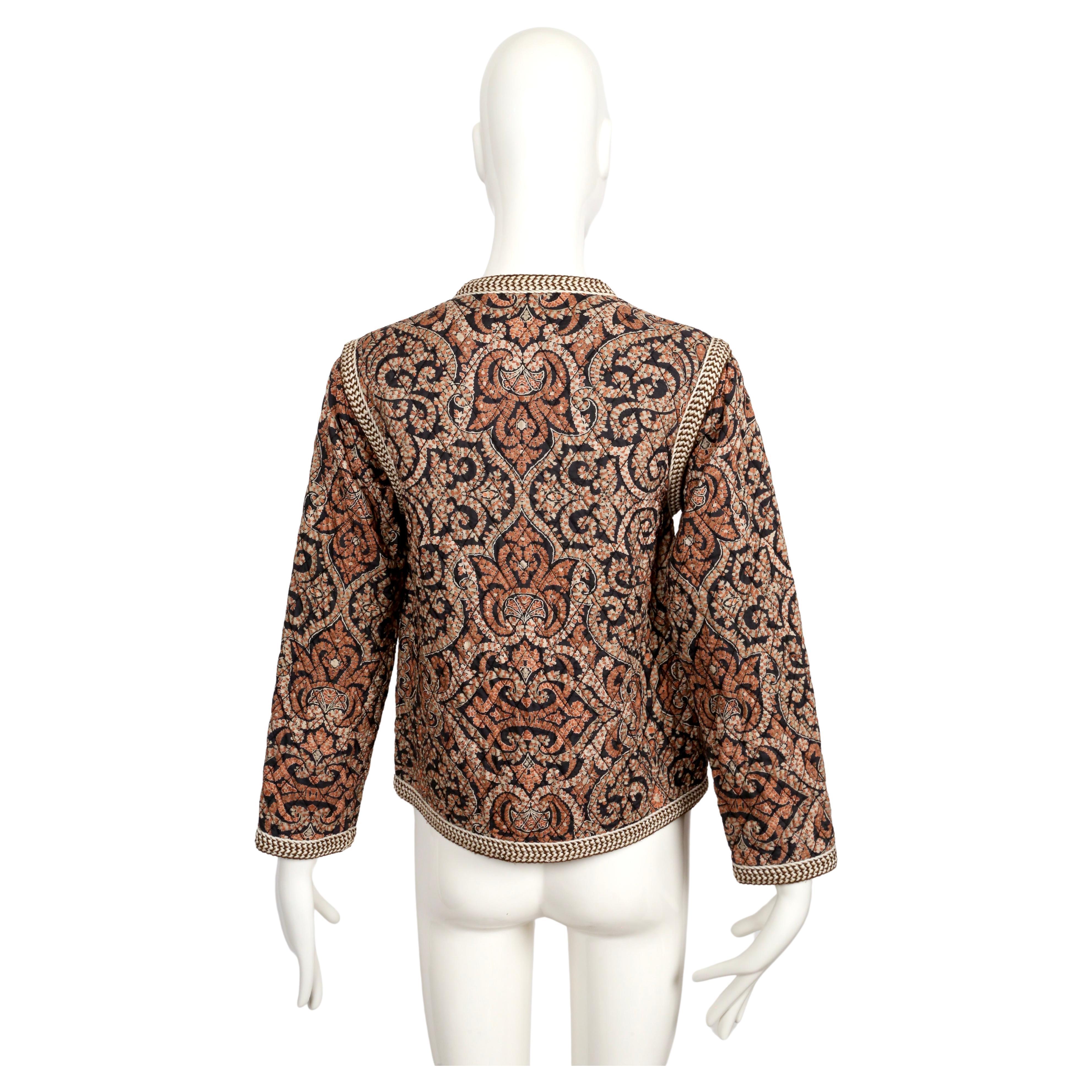 1977 YVES SAINT LAURENT chaqueta acolchada de seda estampada Batik RUNWAY en venta 4
