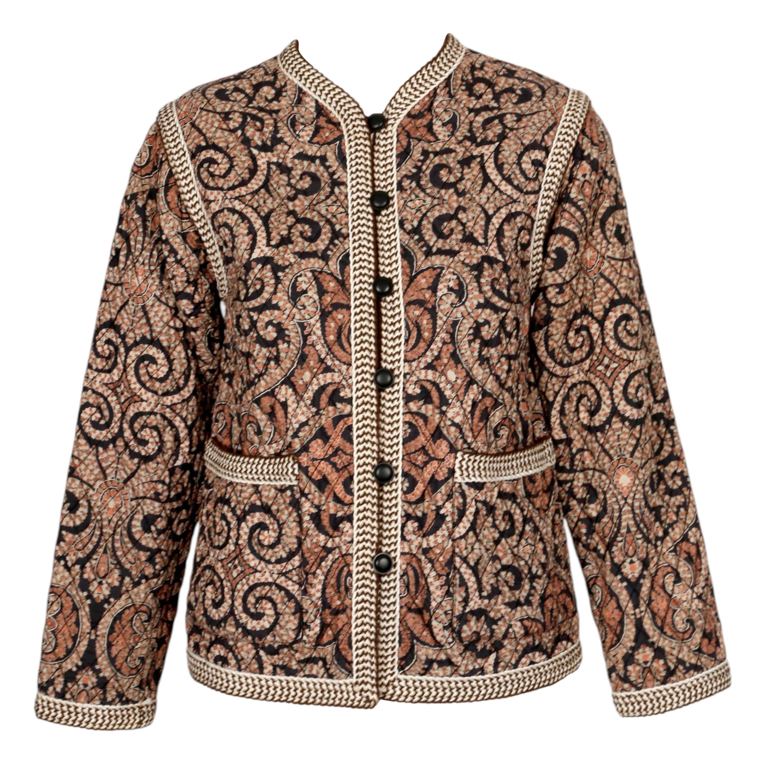 1977 YVES SAINT LAURENT silk Batik printed quilted RUNWAY jacket