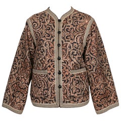 1977 YVES SAINT LAURENT silk Batik printed quilted RUNWAY jacket