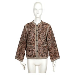 1977 YVES SAINT LAURENT silk Batik printed quilted RUNWAY jacket