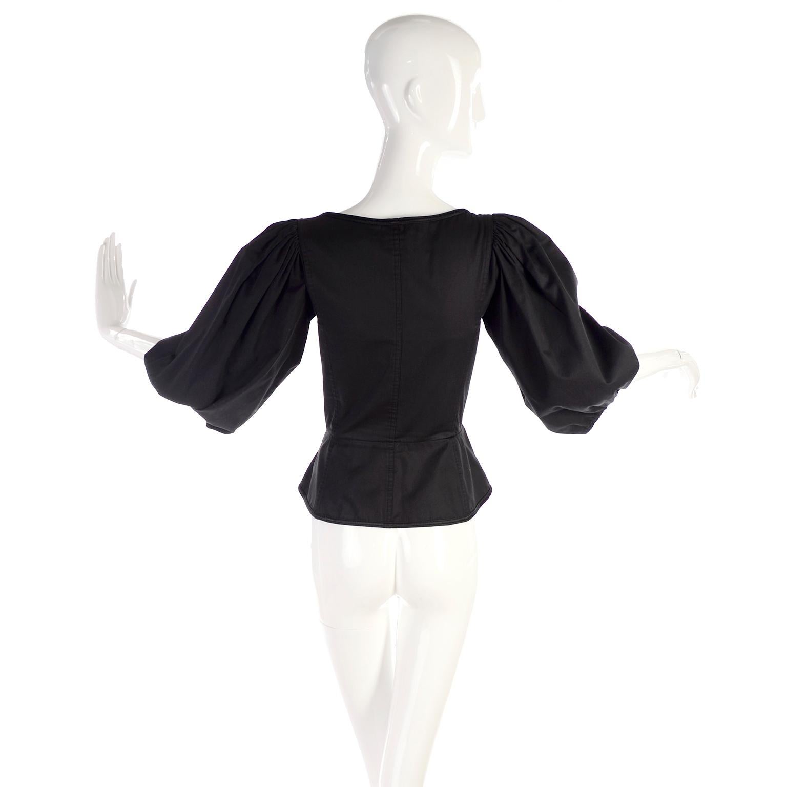 1977 Yves Saint Laurent YSL Russian Ballet Russes Peasant Black Corset Style Top 4