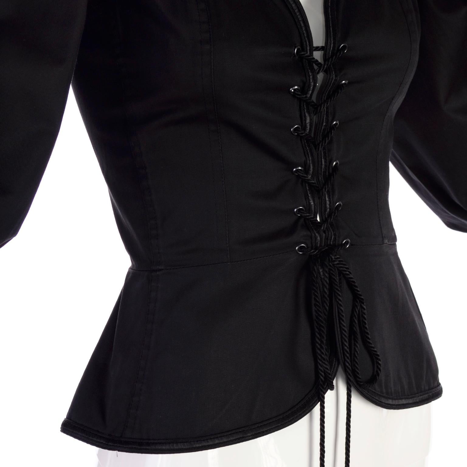 1977 Yves Saint Laurent YSL Russian Ballet Russes Peasant Black Corset Style Top 5