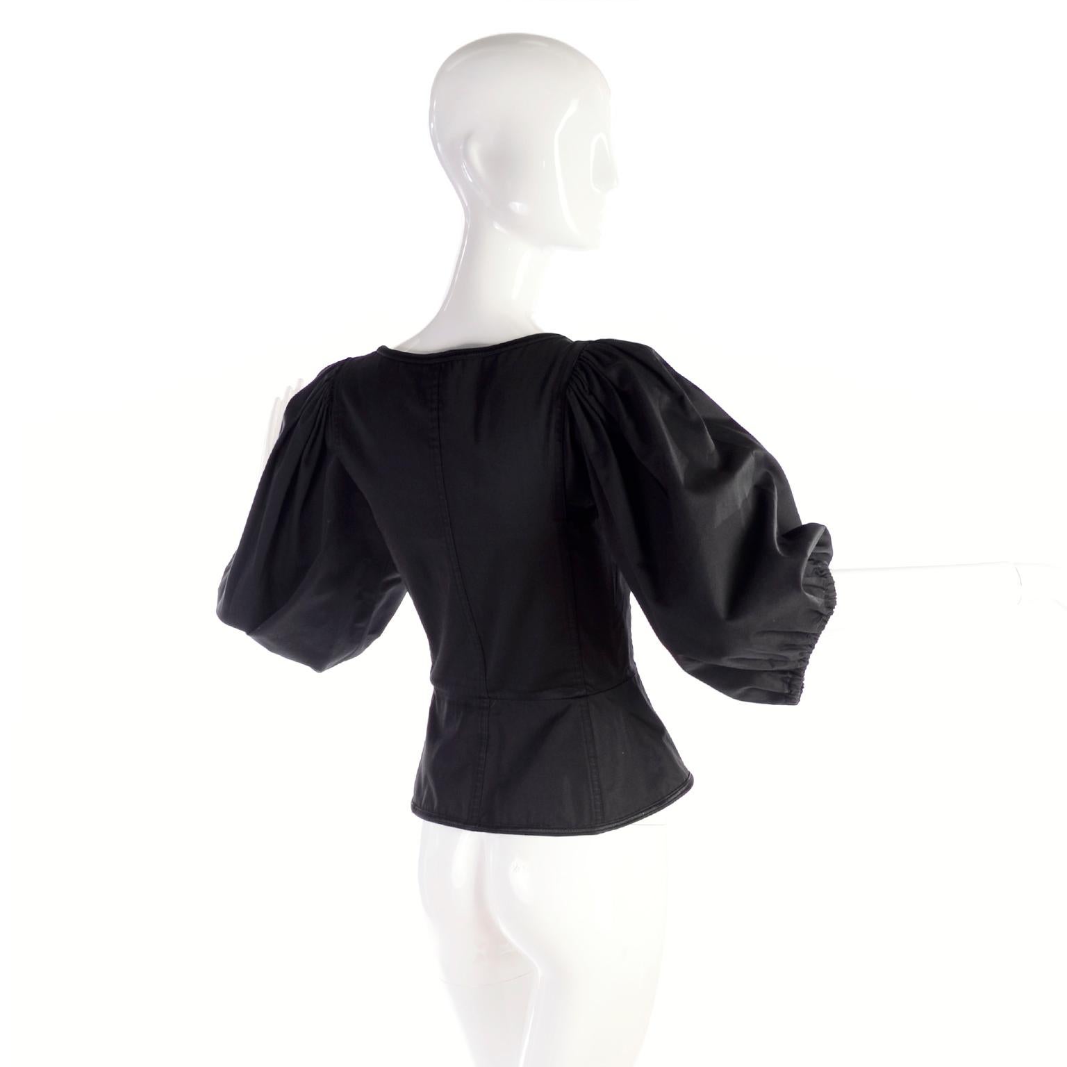 1977 Yves Saint Laurent YSL Russian Ballet Russes Peasant Black Corset Style Top 7