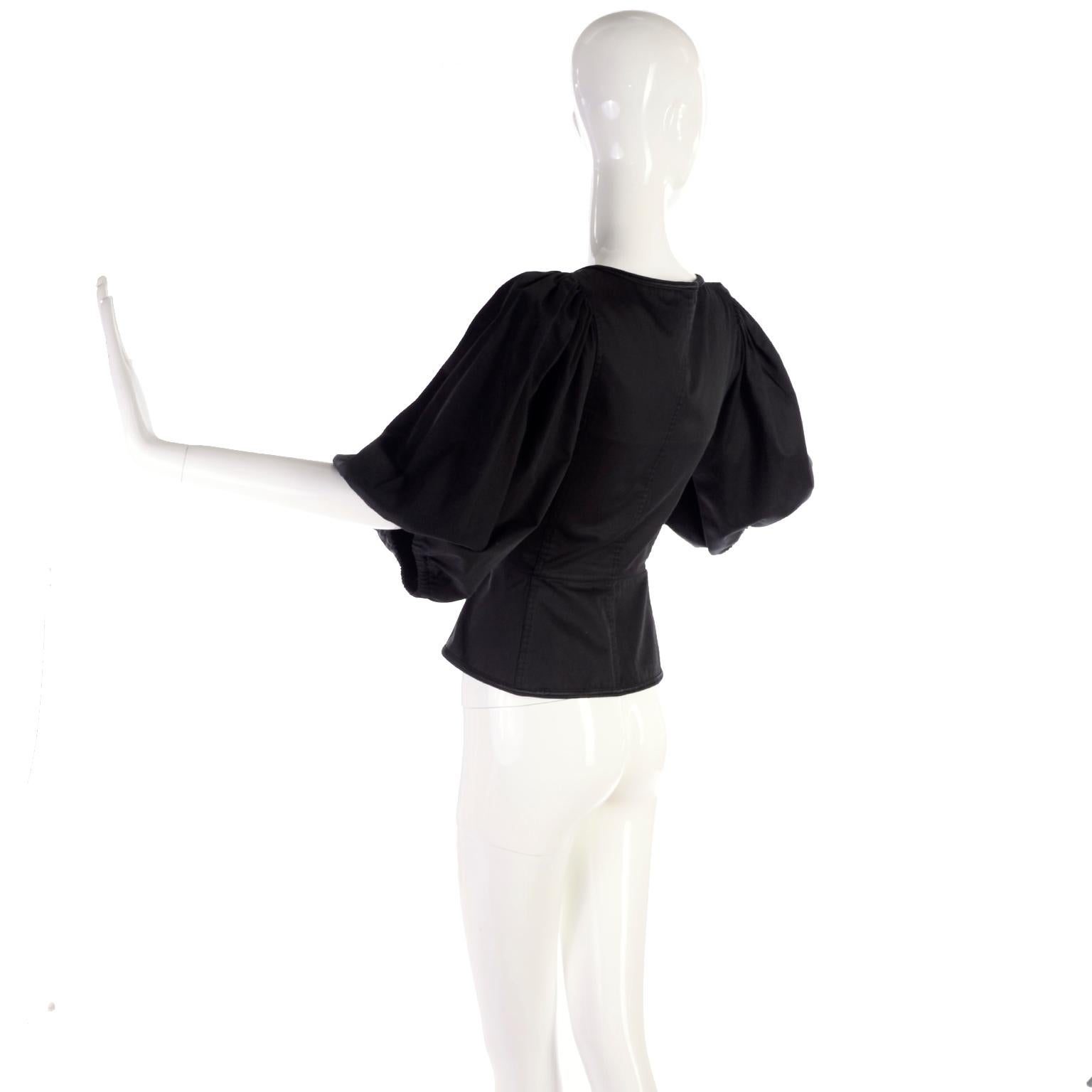 1977 Yves Saint Laurent YSL Russian Ballet Russes Peasant Black Corset Style Top 8