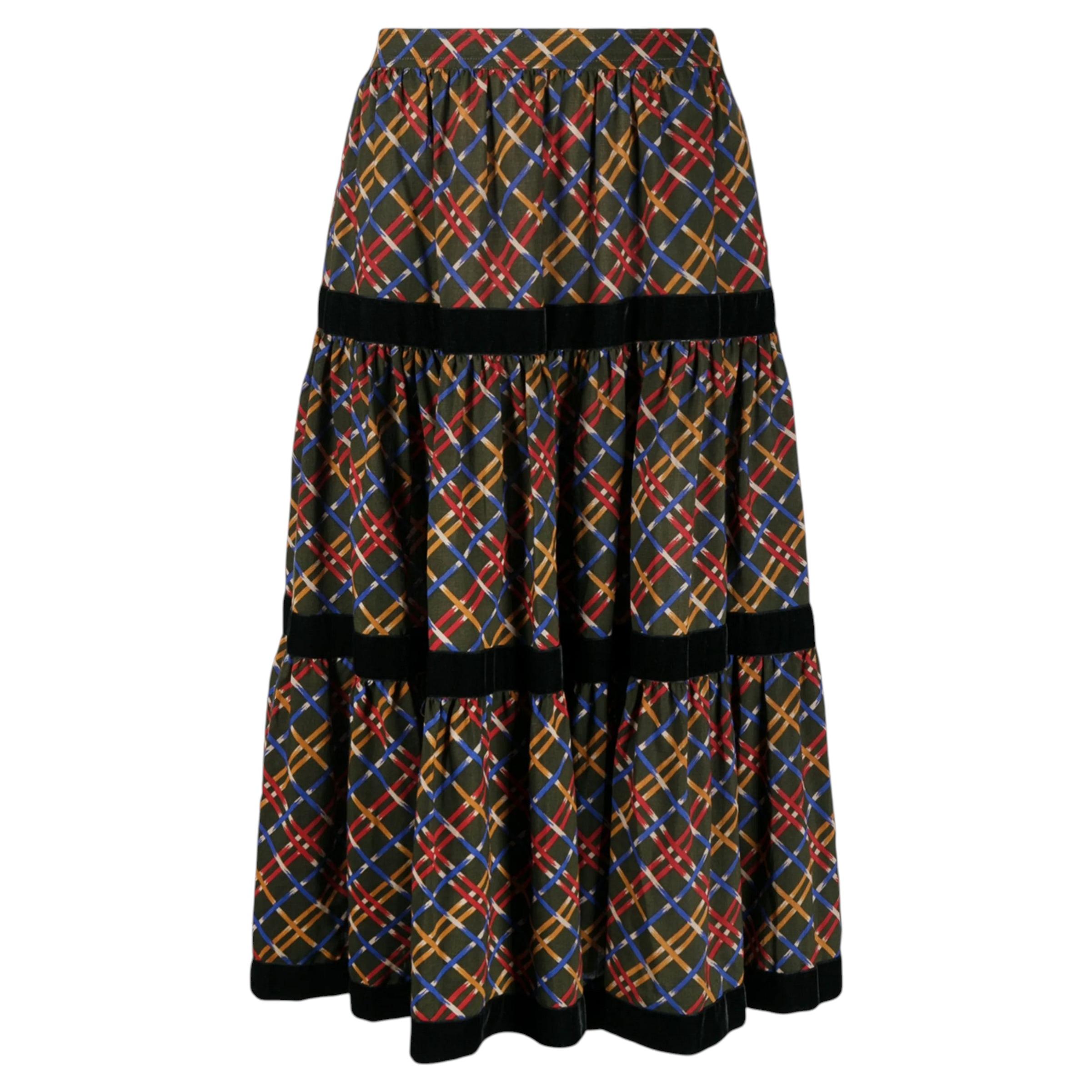1977 Yves Saint Laurent YSL Russian Collection Geometric Petticoat Skirt