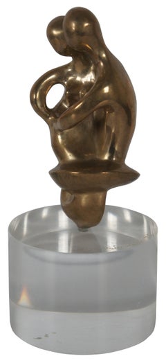 1978 Arthur Schneider Brass & Lucite Embracing Couple Sculpture Figurine