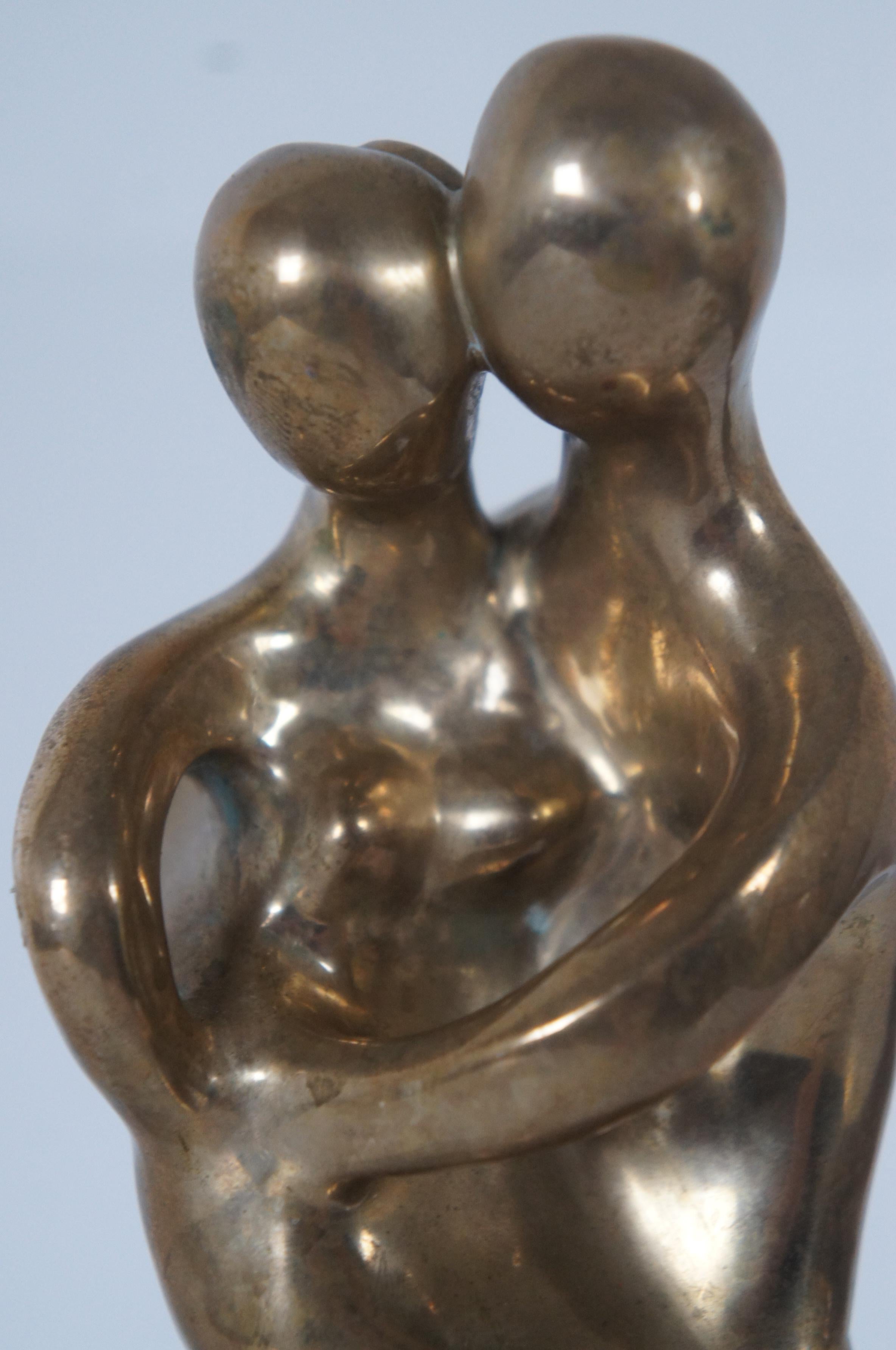1978 Arthur Schneider Brass & Lucite Embracing Couple Sculpture Figurine 3