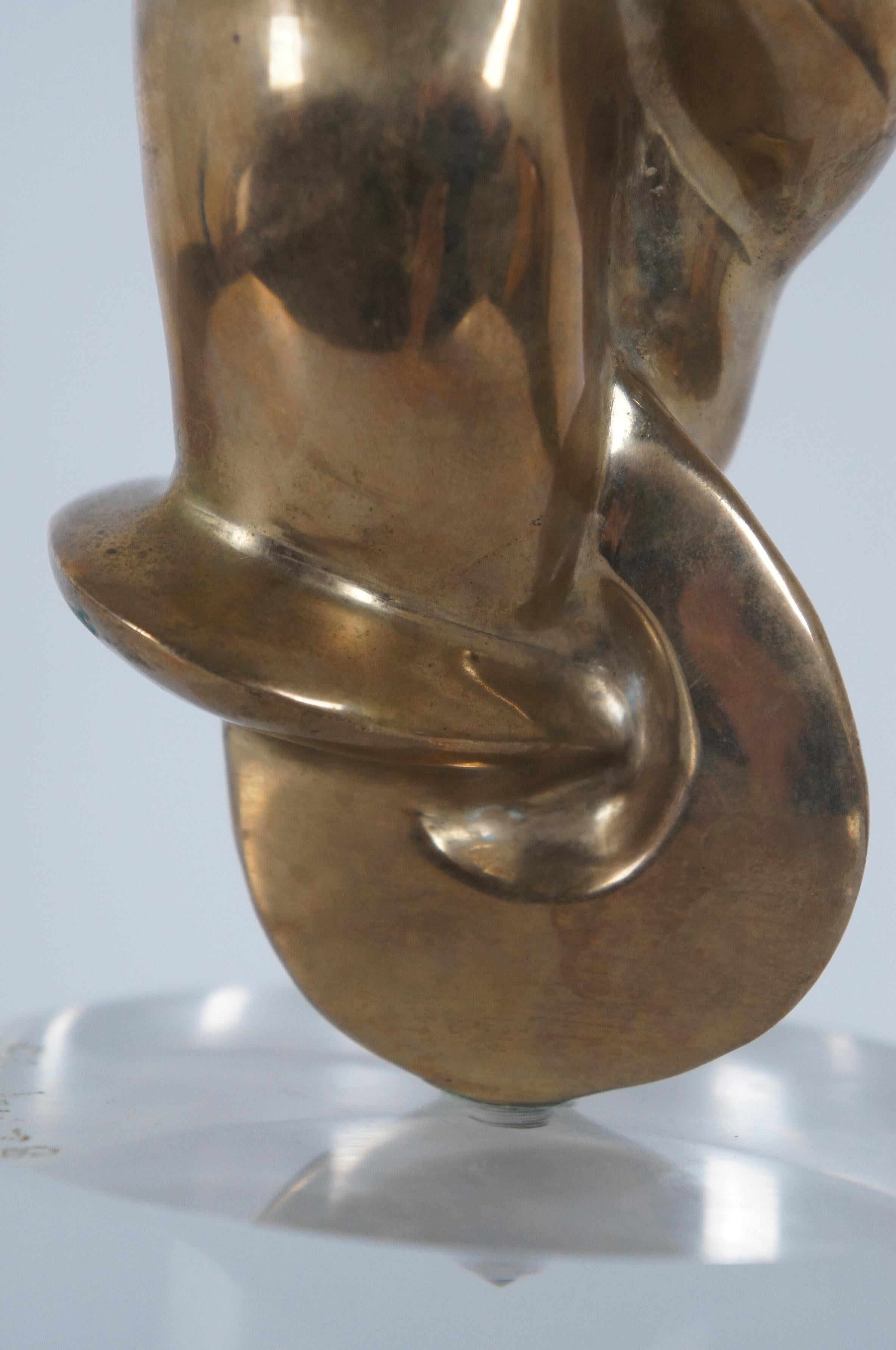 1978 Arthur Schneider Brass & Lucite Embracing Couple Sculpture Figurine 4