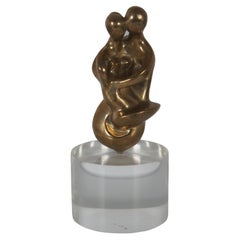 1978 Arthur Schneider Brass & Lucite Embracing Couple Sculpture Figurine