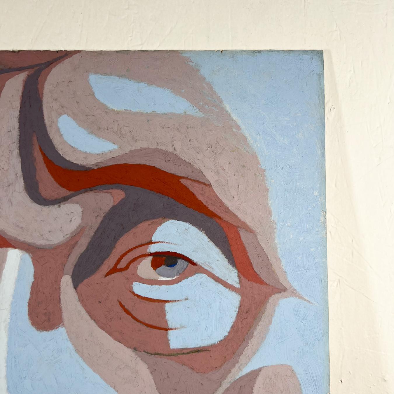Kunstwerk Alter Mann, Ölgemälde im Hovland-Stil von Picasso, 1978 im Zustand „Gut“ in Chula Vista, CA