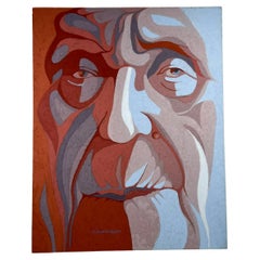 1978 Artwork Old Man Oil Painting Hovland Style of Picasso