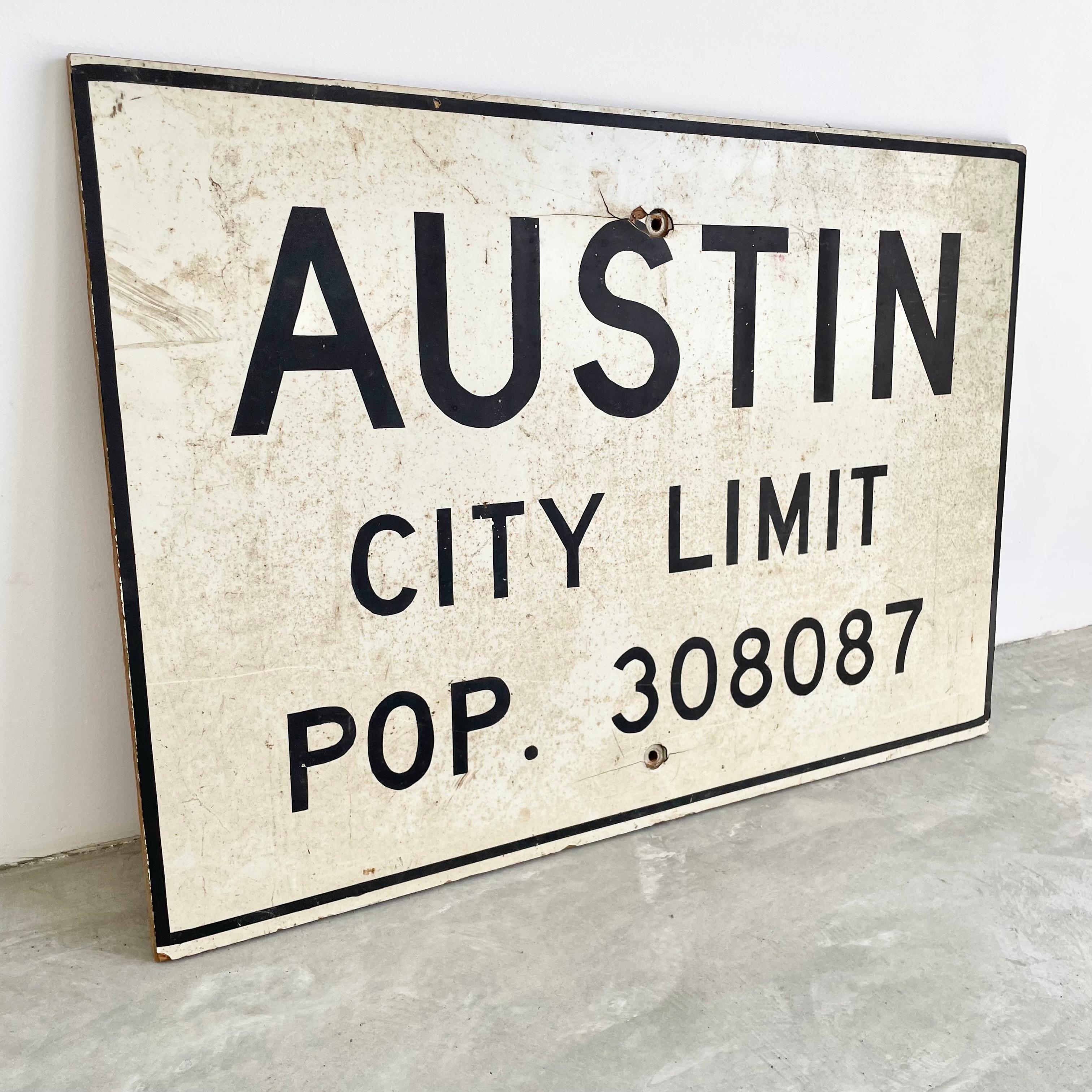 Incredible vintage Austin city limit freeway sign from 1978. Made in a 3/4