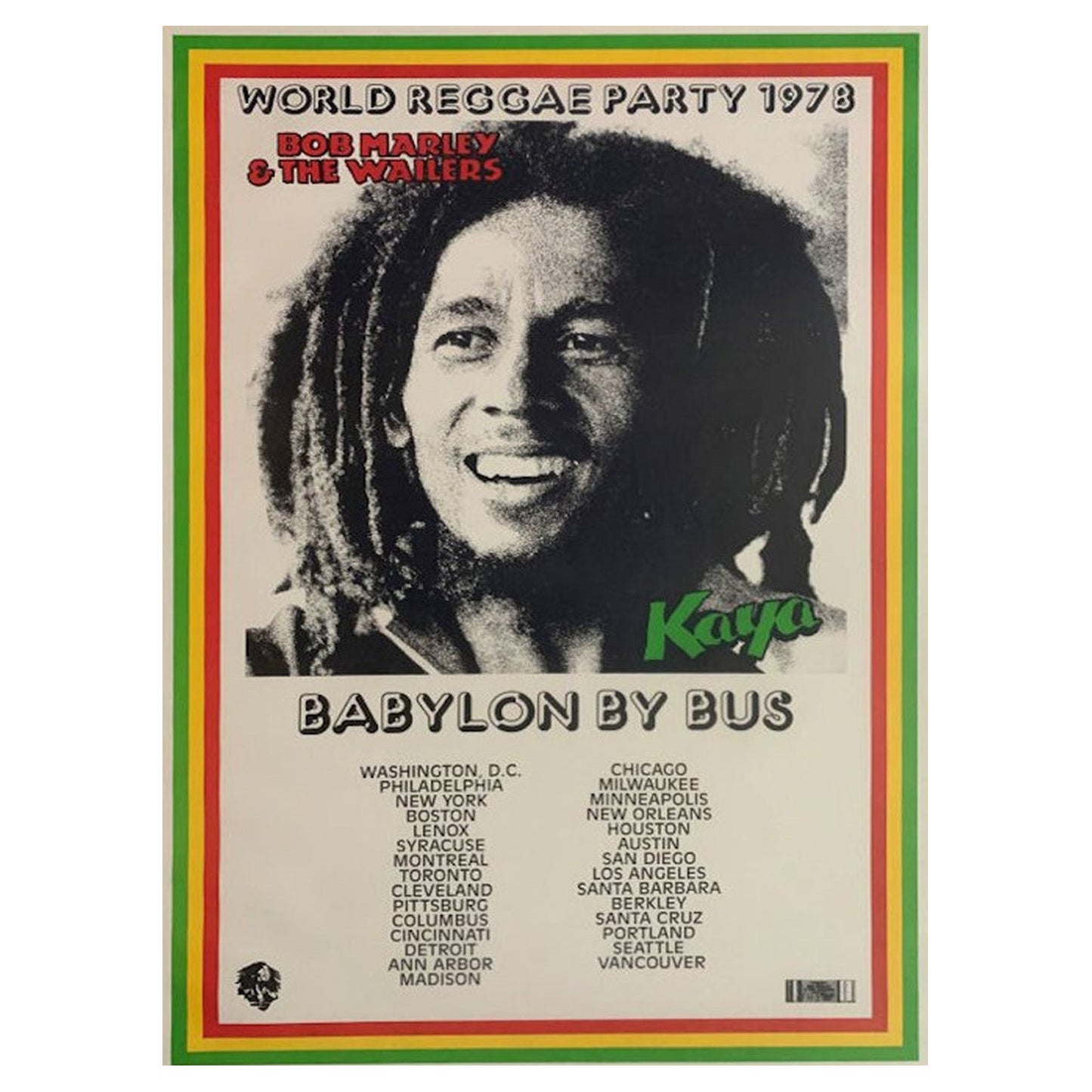 1978 Bob Marley 
The Wailers - Babylon by Bus Tour Original Vintage Poster