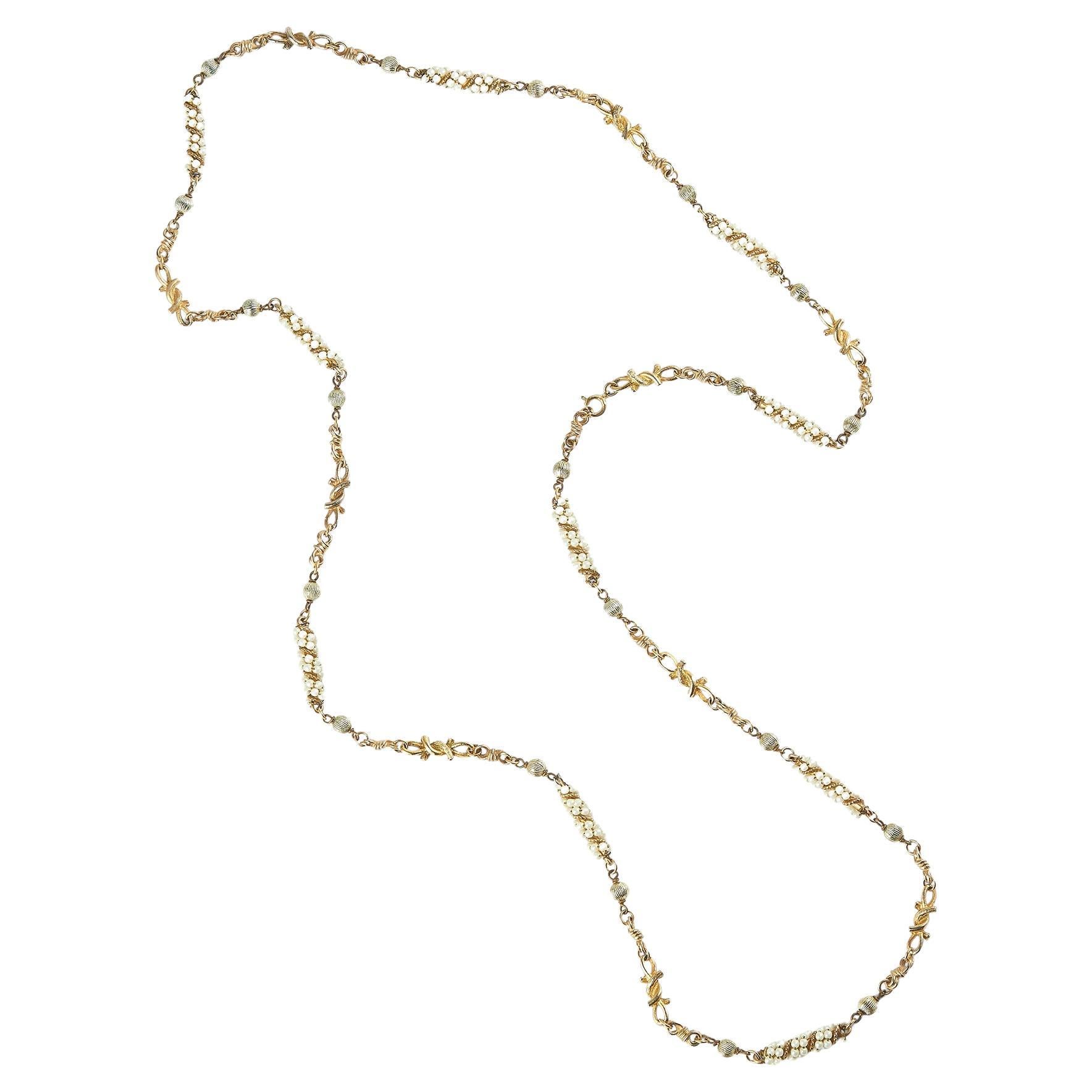 1978 Chanel Alta Costura Documentado Collar de oro y perlas de collar