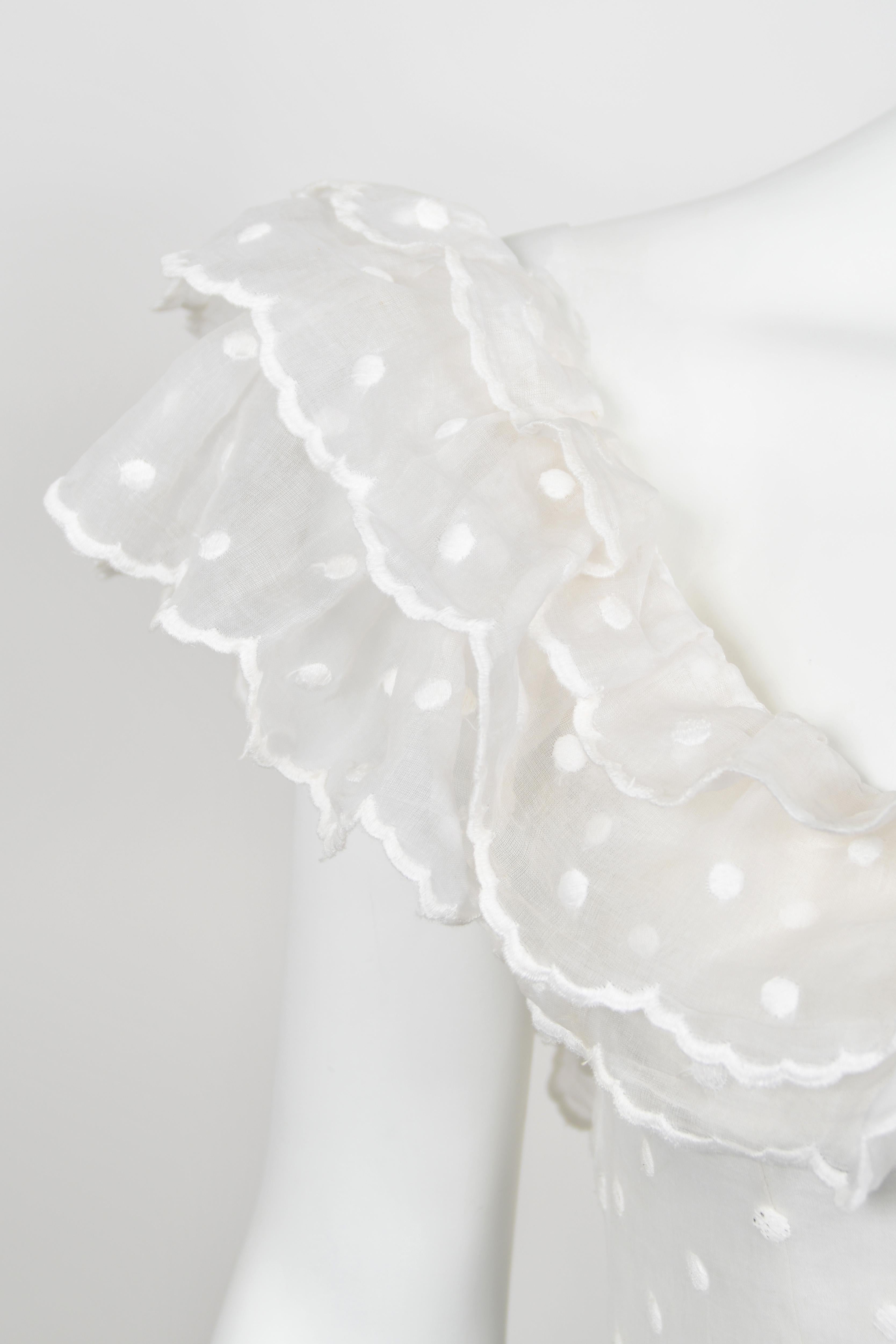 1975 Chanel Haute Couture Embroidered Organza Off-Shoulder Tiered Bridal Gown 7