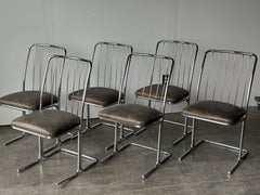1978 Daystrom Chrome Metal Cantilevered Chairs with Leather Seats