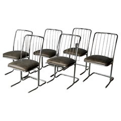 1978 Daystrom Chrome Metal Cantilevered Chairs with Leather Seats