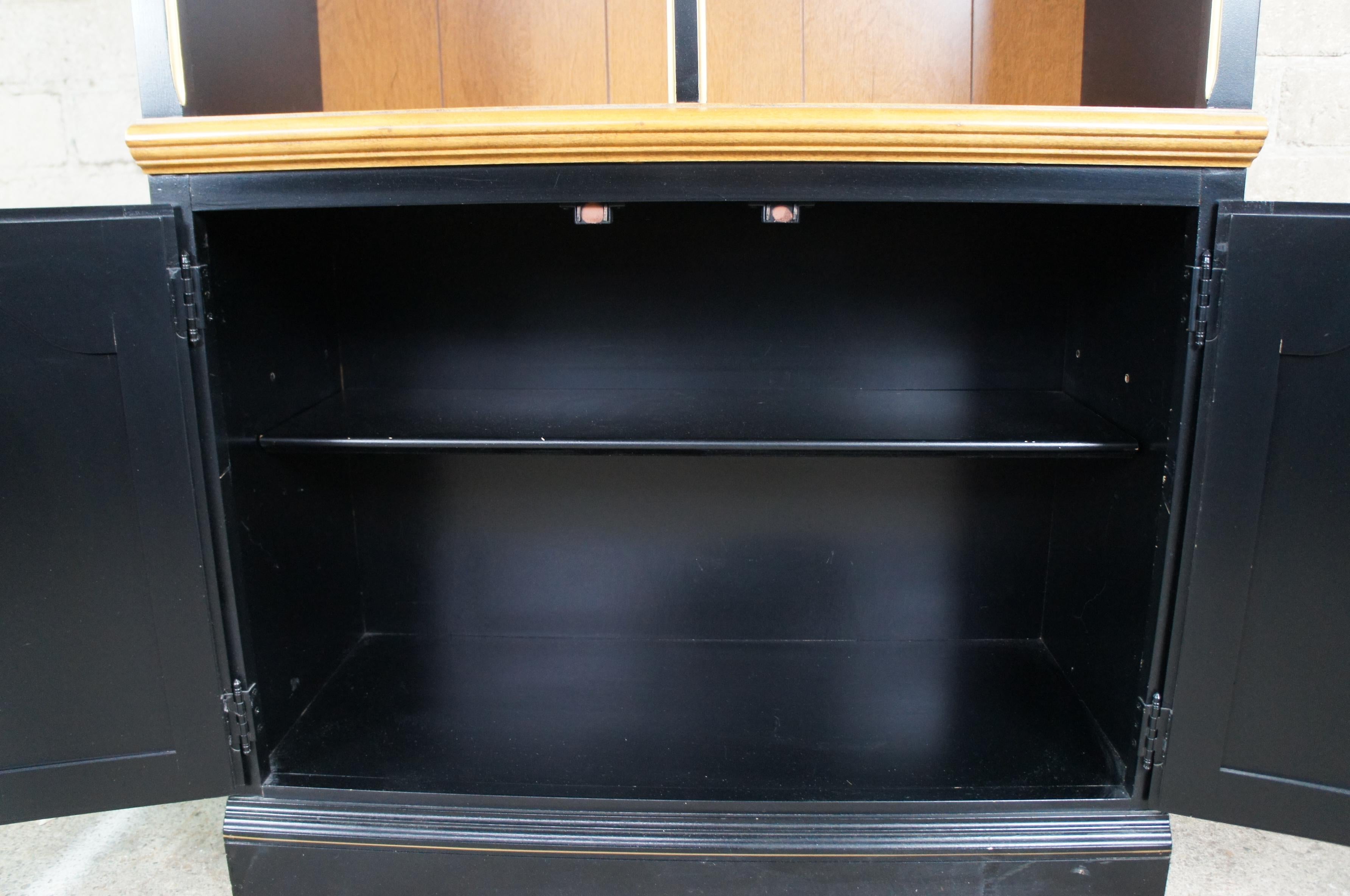 1978 Ethan Allen Chinoiserie Black Lacquer Maple Library Bookcase 14-9026 1