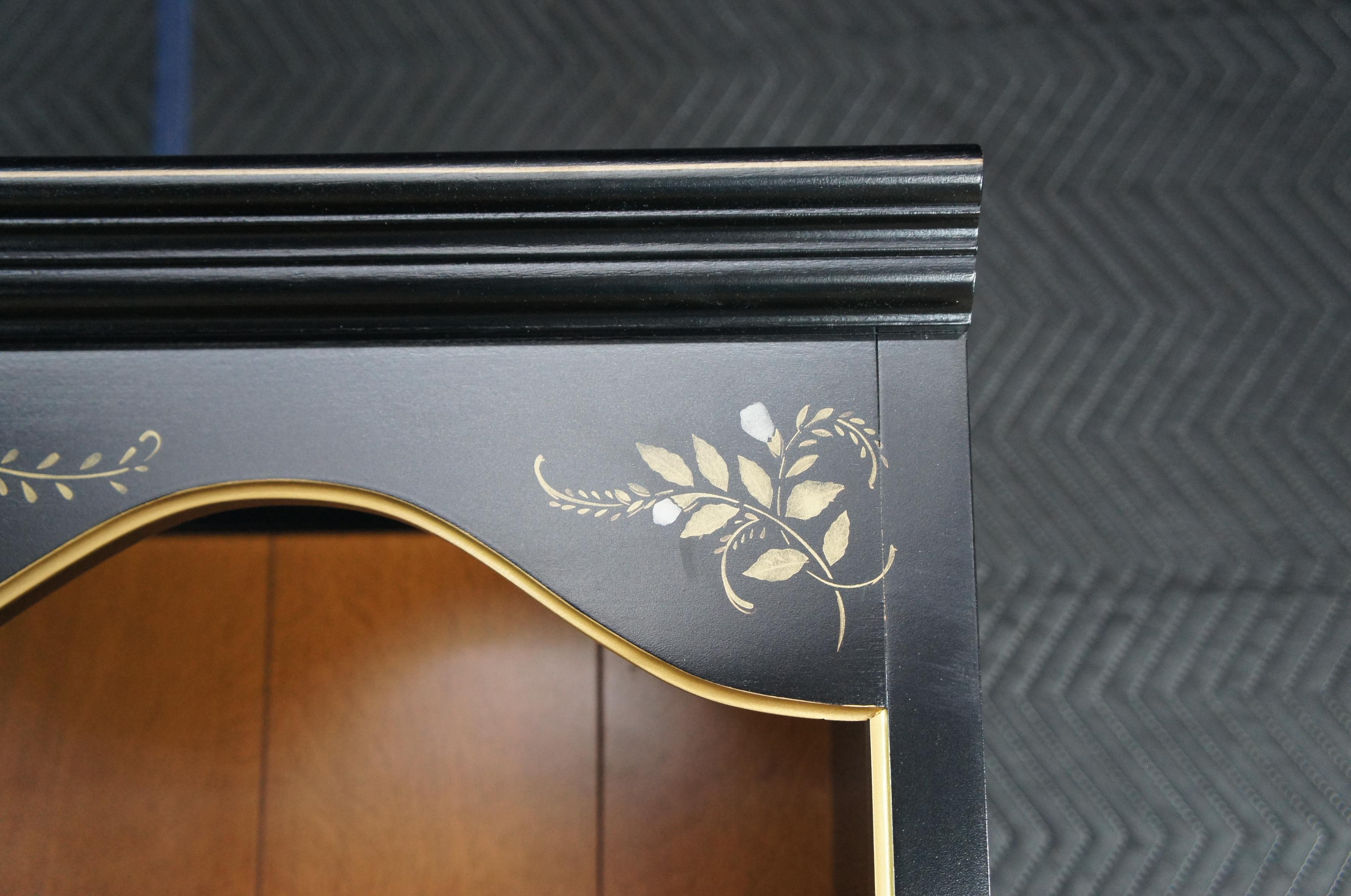 1978 Ethan Allen Chinoiserie Black Lacquer Maple Library Bookcase 14-9026 2