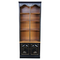 Vintage 1978 Ethan Allen Chinoiserie Black Lacquer Maple Library Bookcase 14-9026