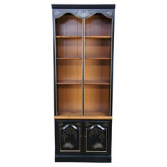 Retro 1978 Ethan Allen Chinoiserie Black Lacquer Maple Library Bookcase 14-9026