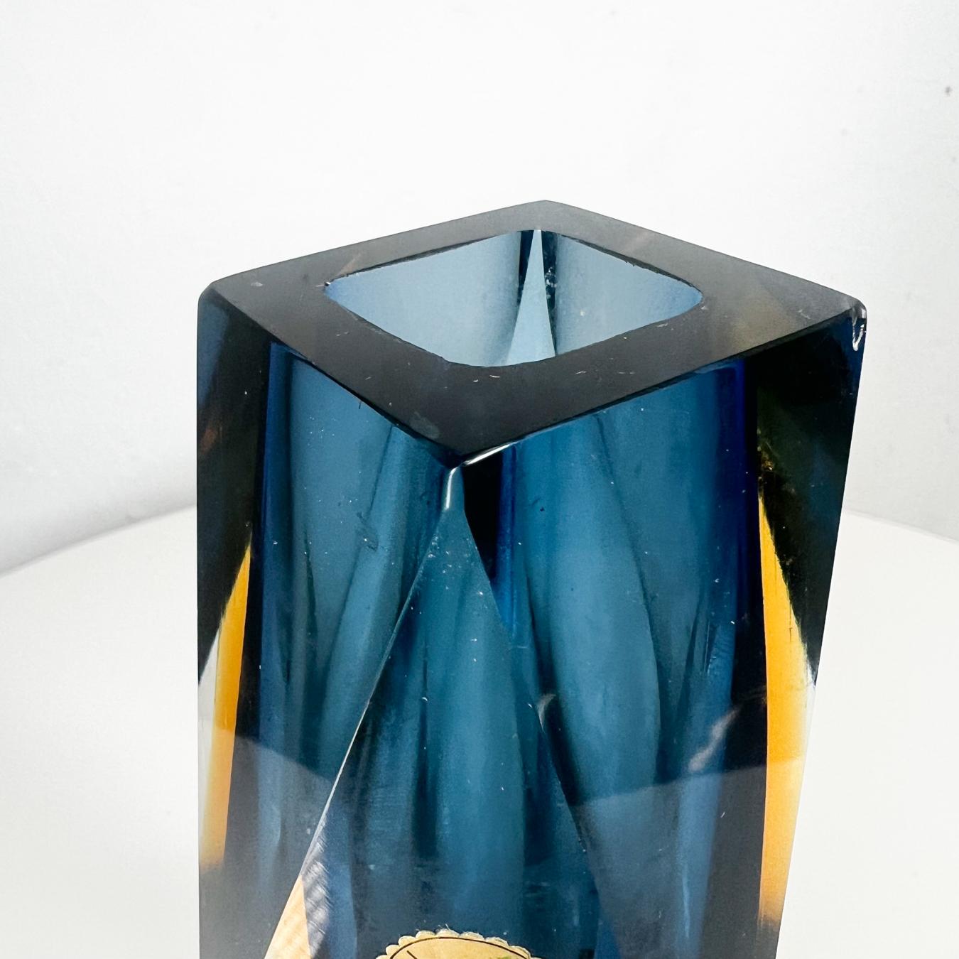 1978 Blue Faceted Art Glass Vase Murano Sommerso Alessandro Mandruzzato Italy For Sale 1