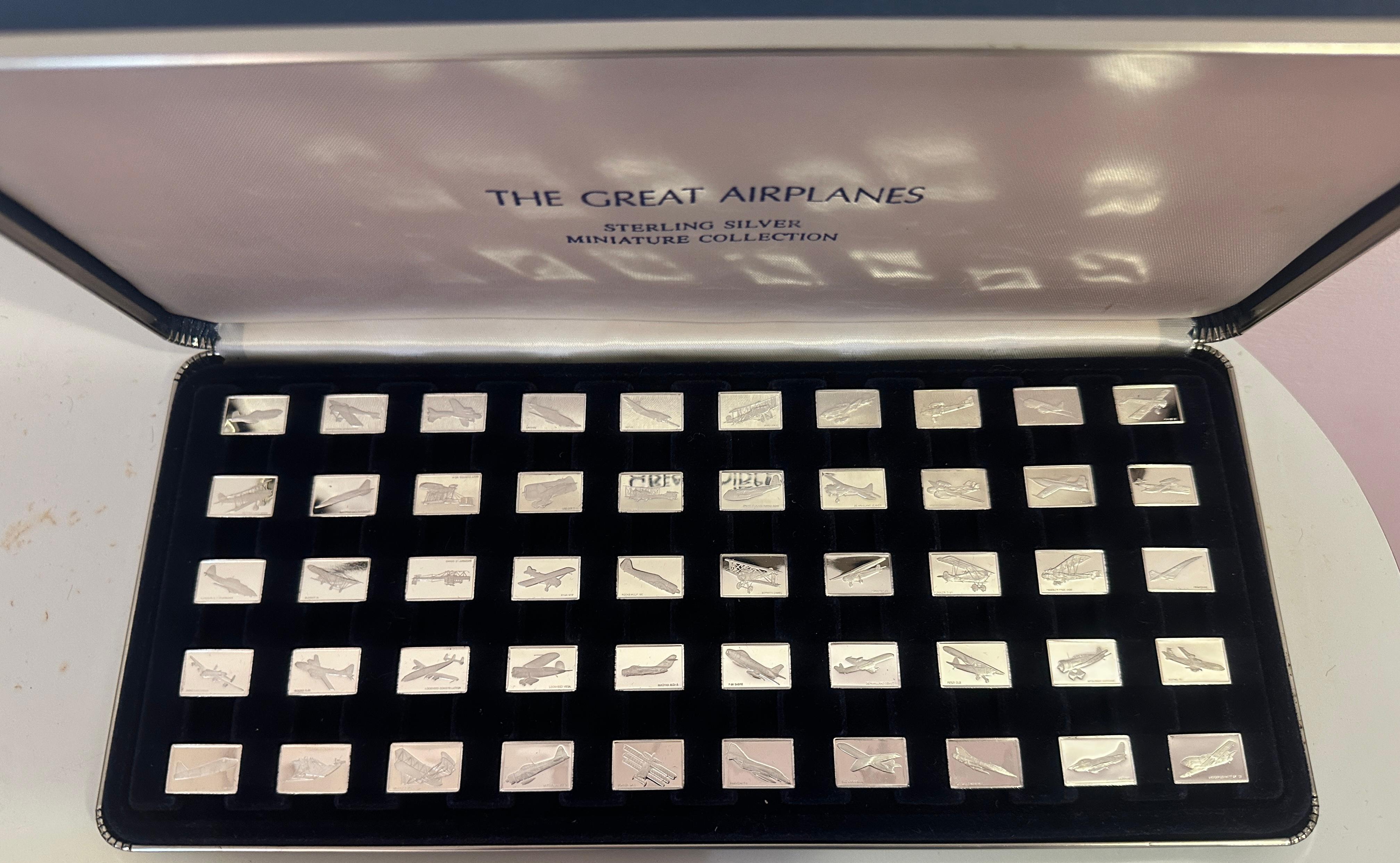 1978 Franklin Mint The Great Airplanes Stirling Silver Miniature Collection Set 5