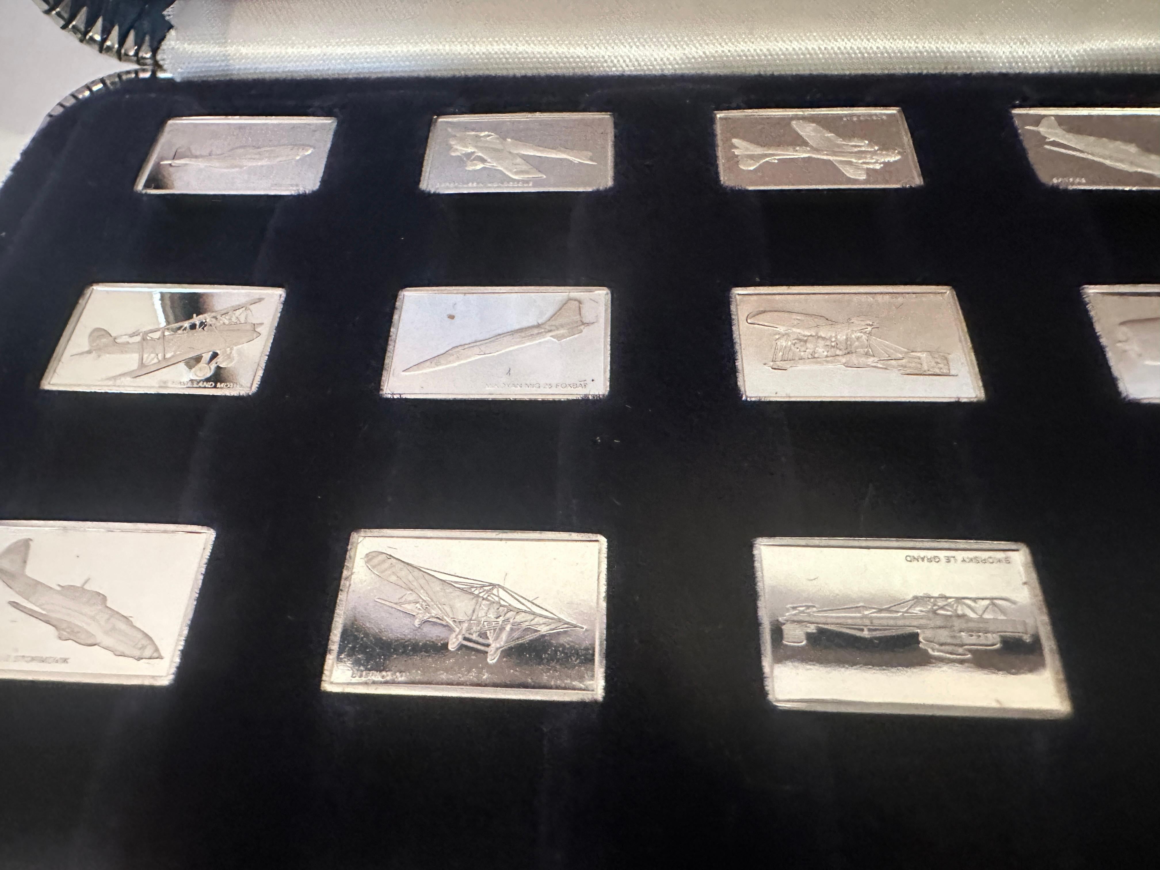 Metal 1978 Franklin Mint The Great Airplanes Stirling Silver Miniature Collection Set