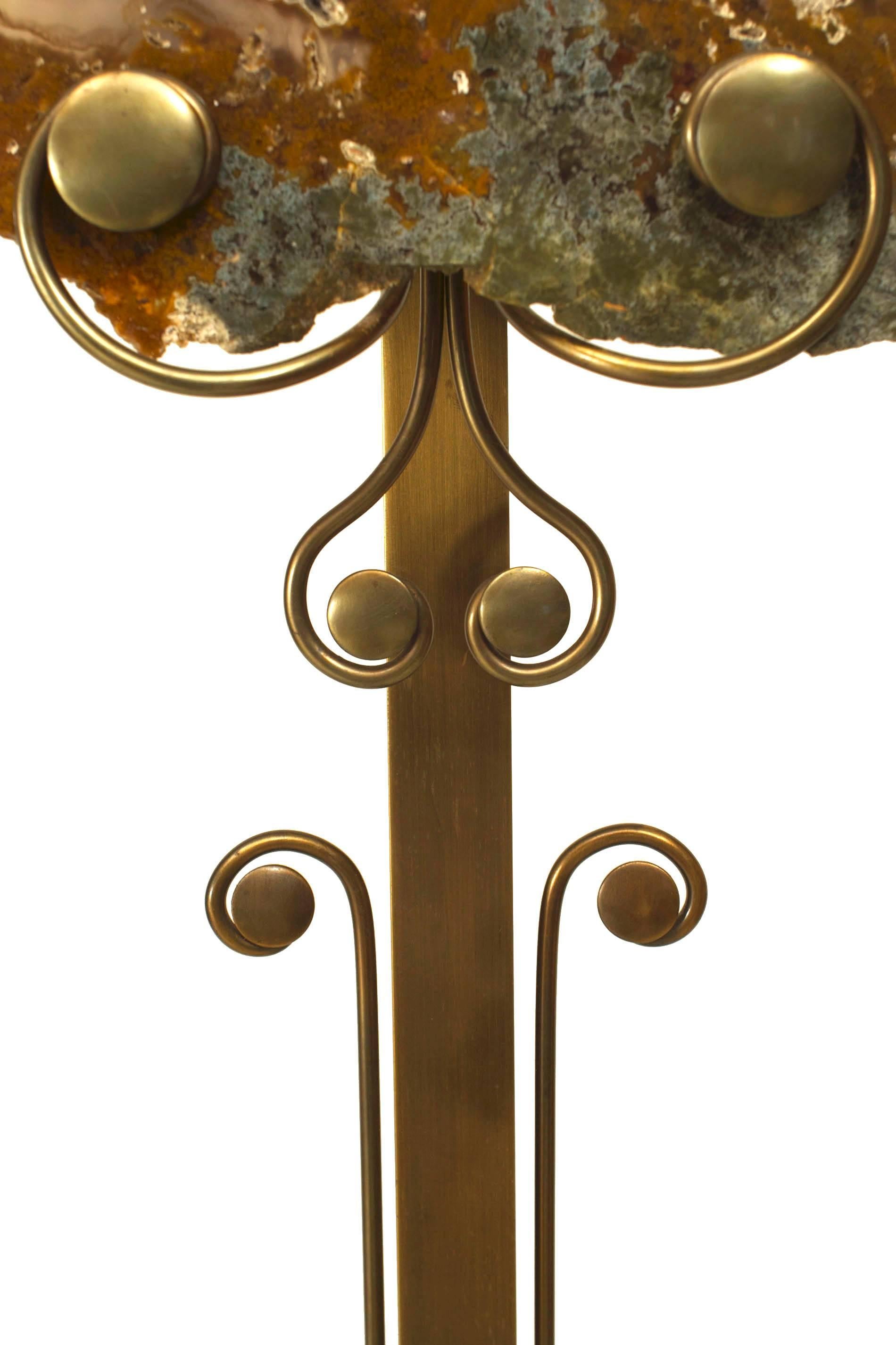 Post-Modern French Post-War Du Boisson Agate Specimen Bronze Floor Lamp For Sale