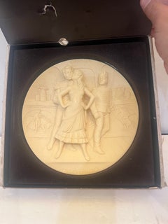 1978 Gino Ruggeri Italian Alabaster Figural High Relief Wall Plaque Sculpture