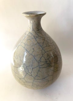 Large Scale Grey Crackle Glaze California Studio Pottery Vase