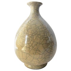 Large Scale Grey Crackle Glaze California Studio Pottery Vase