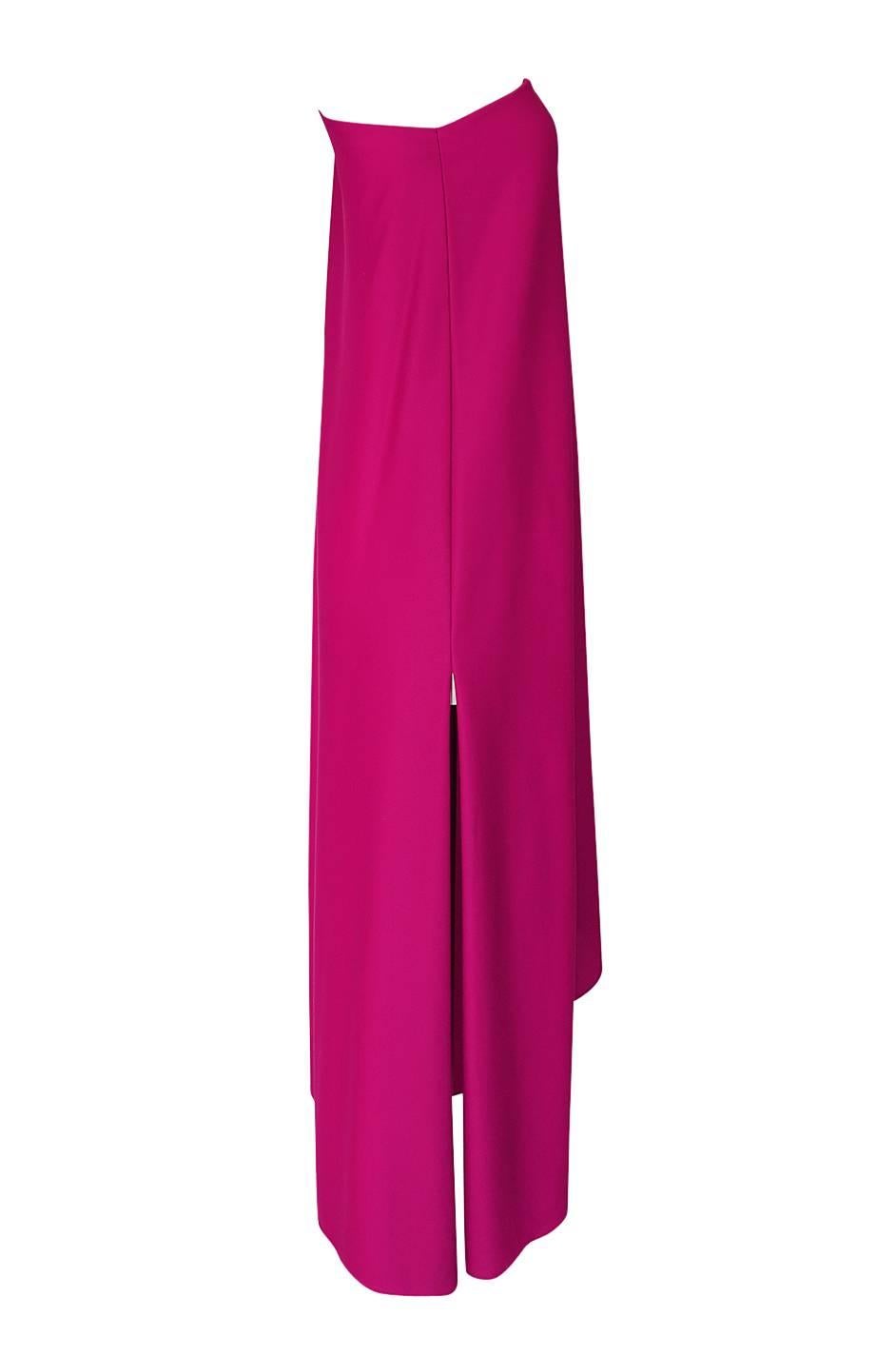 Women's 1978 Halston Pink One Shoulder Draped Jersey Dress