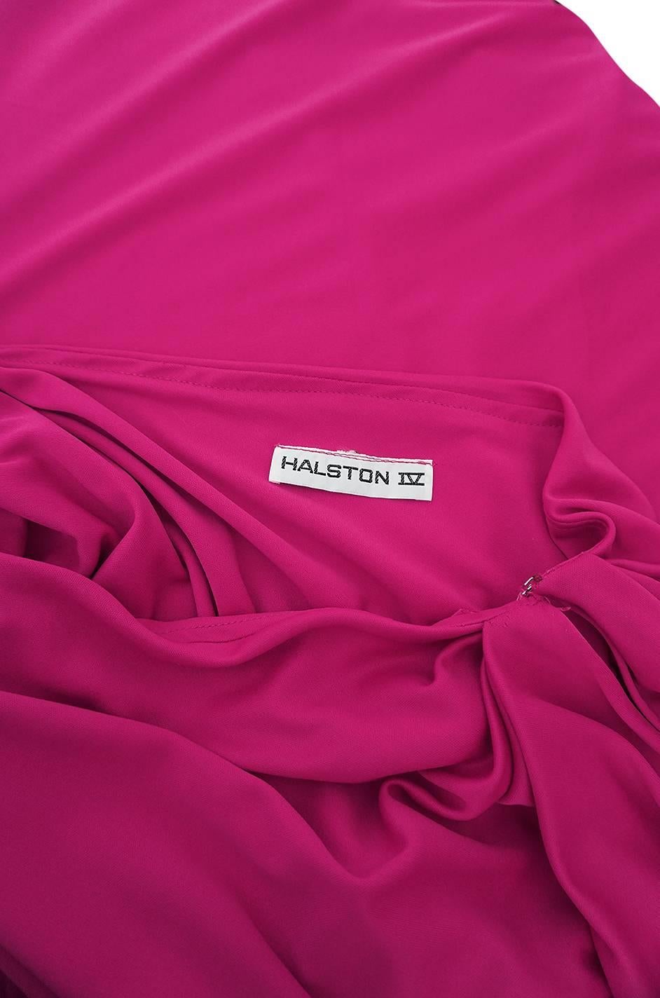 1978 Halston Pink One Shoulder Draped Jersey Dress 3