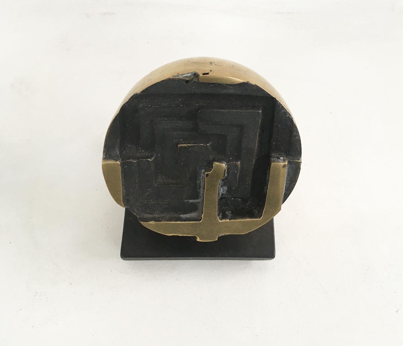 Post-Modern 1978 Italy Bronze Abstract Sculpture by Fanna Roncoroni Labirinto Labyrinth For Sale