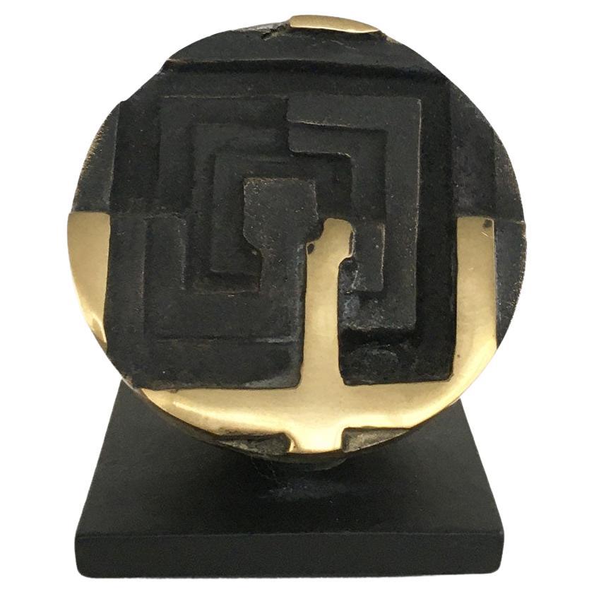 1978 Italy Bronze Abstract Sculpture by Fanna Roncoroni Labirinto Labyrinth For Sale