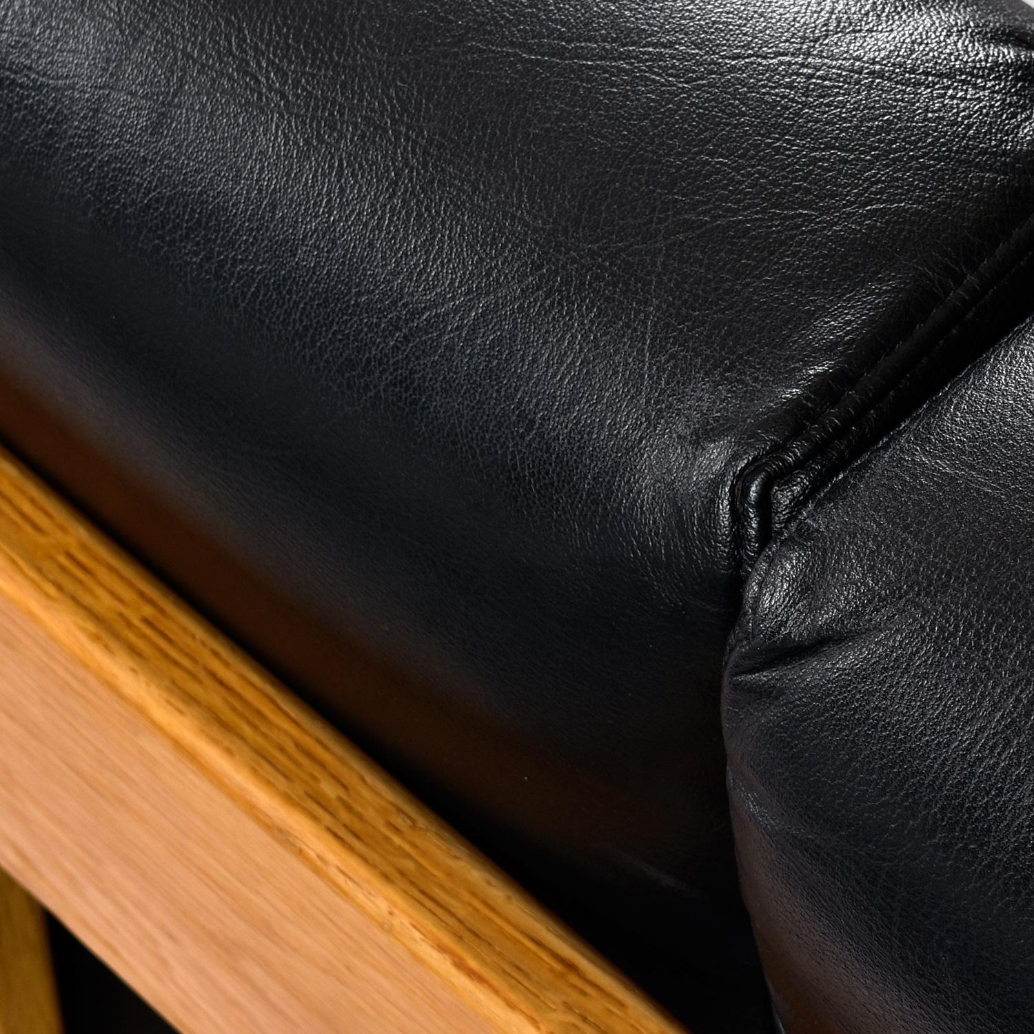 1978 Knoll International Bastiano Oak Black Leather Sofa 6