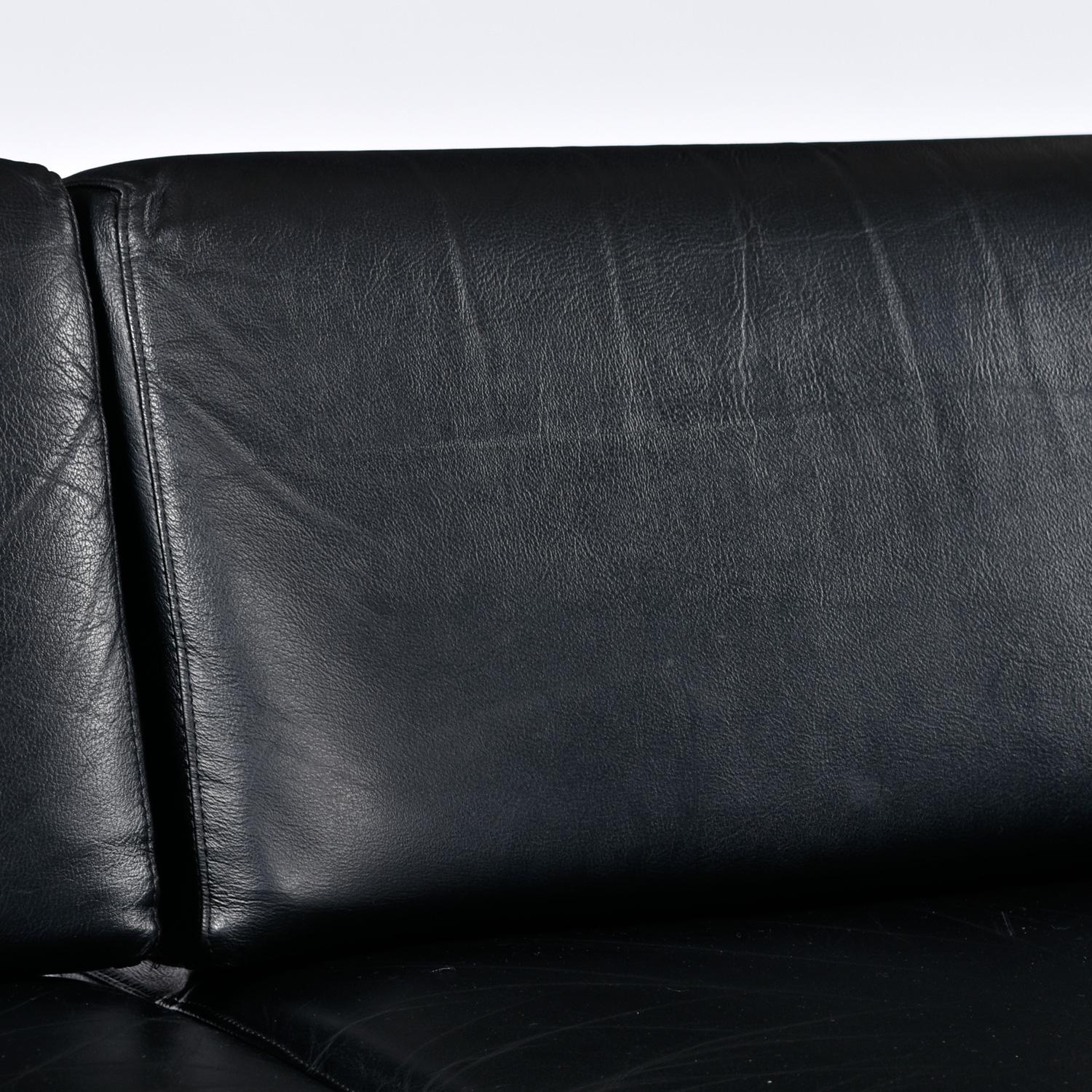 1978 Knoll International Bastiano Oak Black Leather Sofa 2