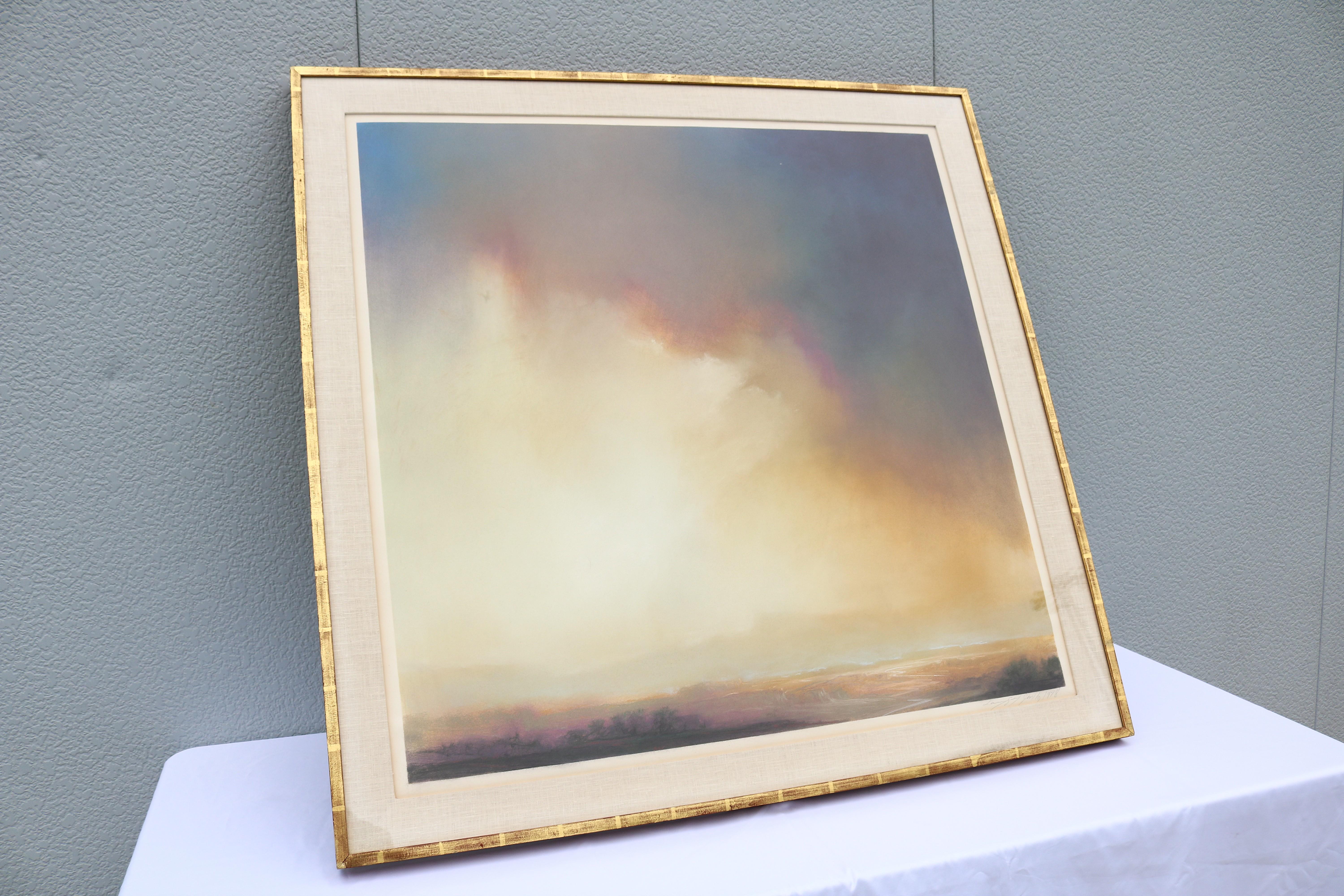 1978 Larry Gray Paisaje atmosférico original Pintura al pastel Única en su género Plexiglás en venta