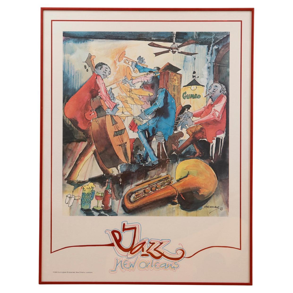 Leo Meiersdorff “Jazz New Orleans” Framed Poster For Sale at 1stDibs | meiemdom orleans, leo new poster, 1978 jazz fest poster