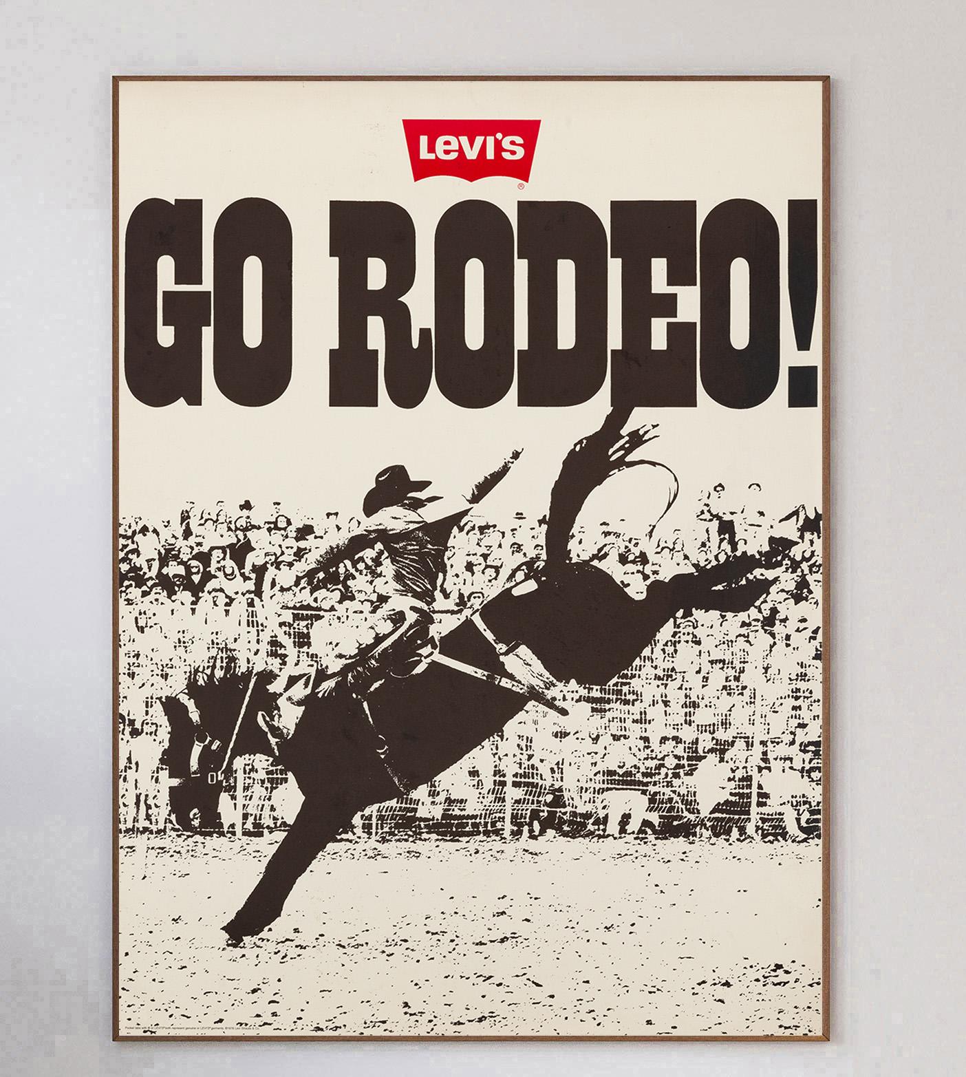 1978 Levi's - Go Rodeo! Original Vintage Poster In Good Condition For Sale In Winchester, GB